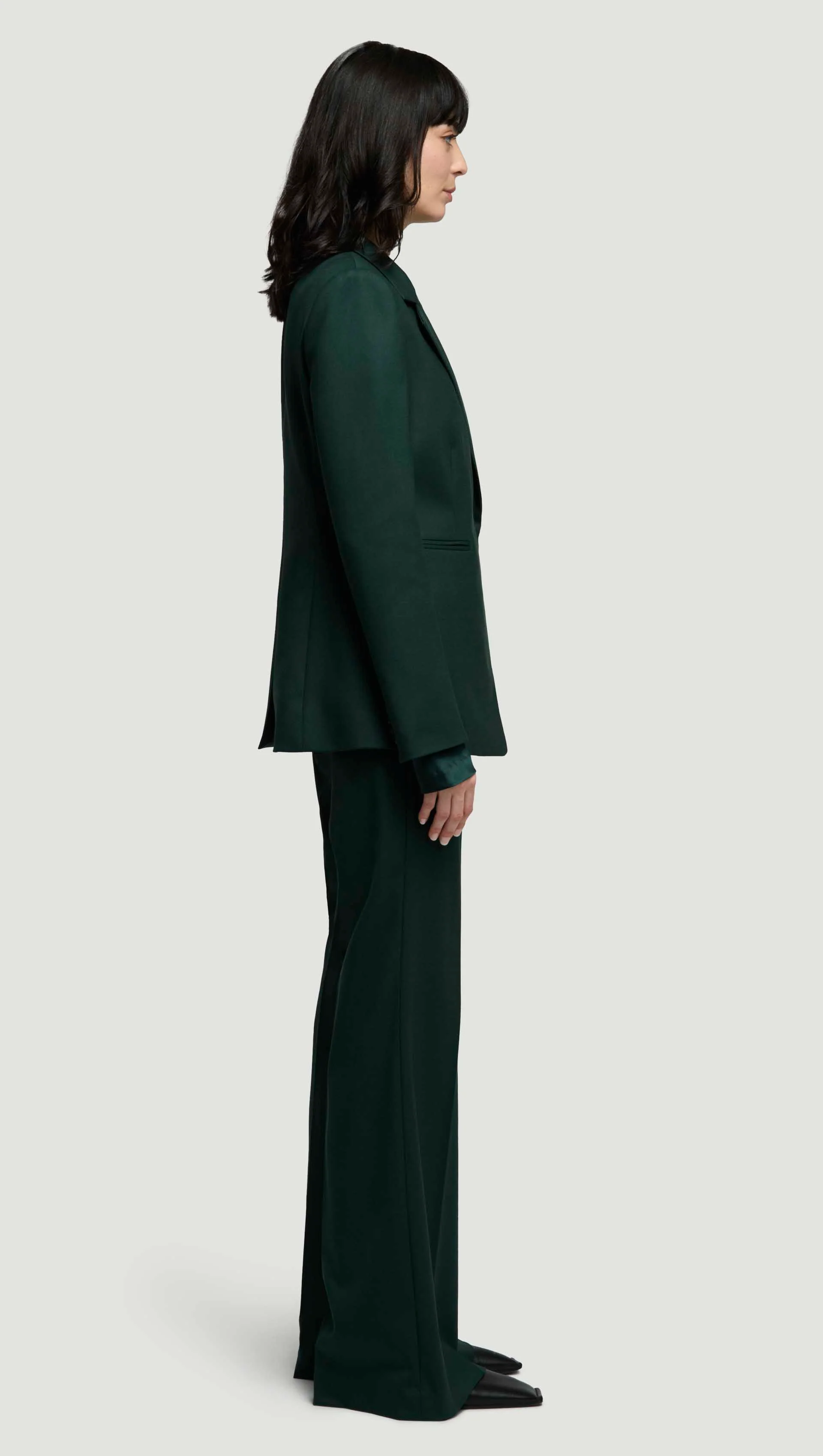 Asymmetrical Blazer in Seasonless Wool | Deep Forest - Image 6
