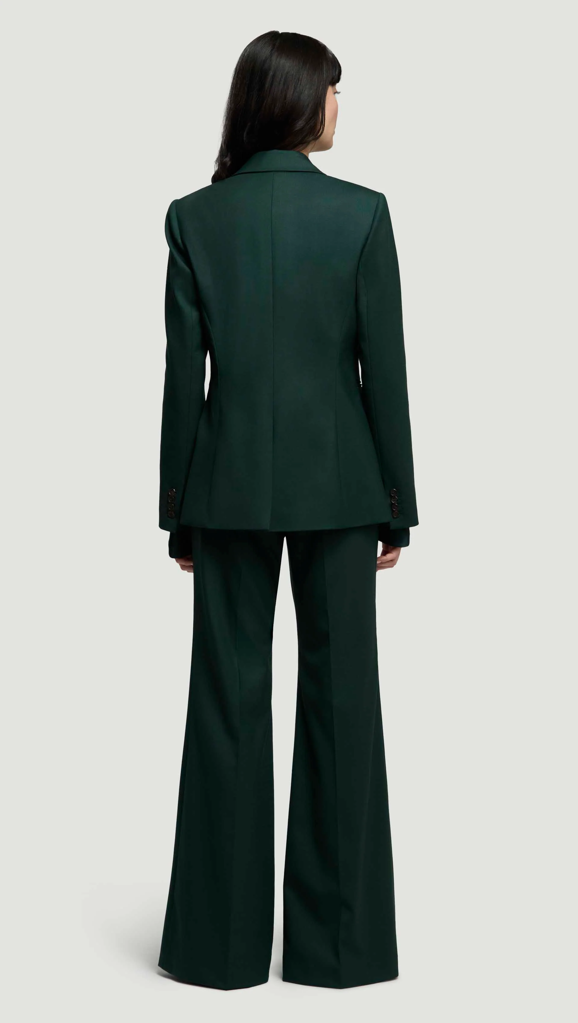 Asymmetrical Blazer in Seasonless Wool | Deep Forest - Image 7
