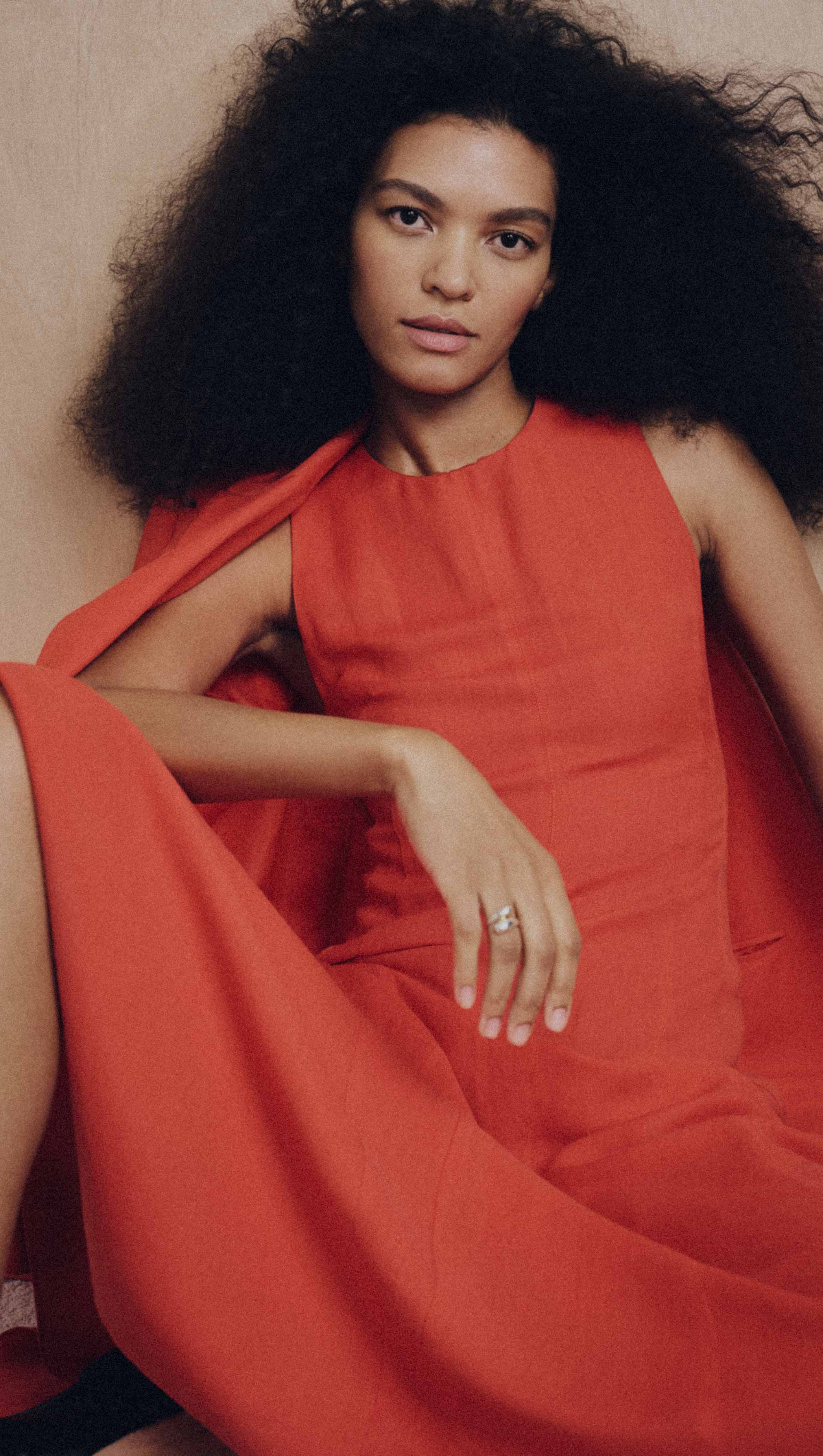 Asymmetrical Dress in Viscose Linen | Coral Red - Image 6
