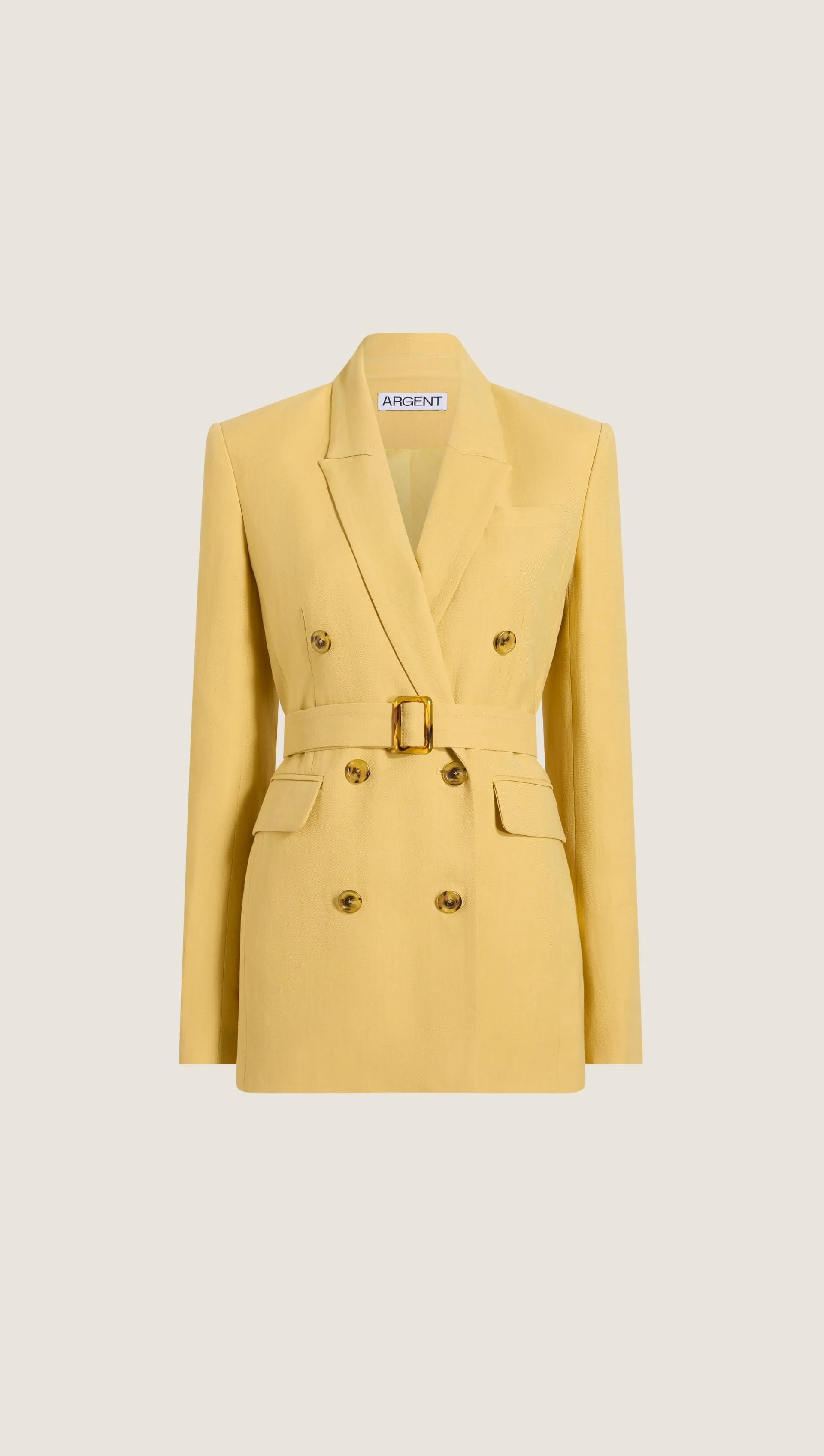 Belted Double-Breasted Blazer in Viscose Linen | Sunflower - Image 12