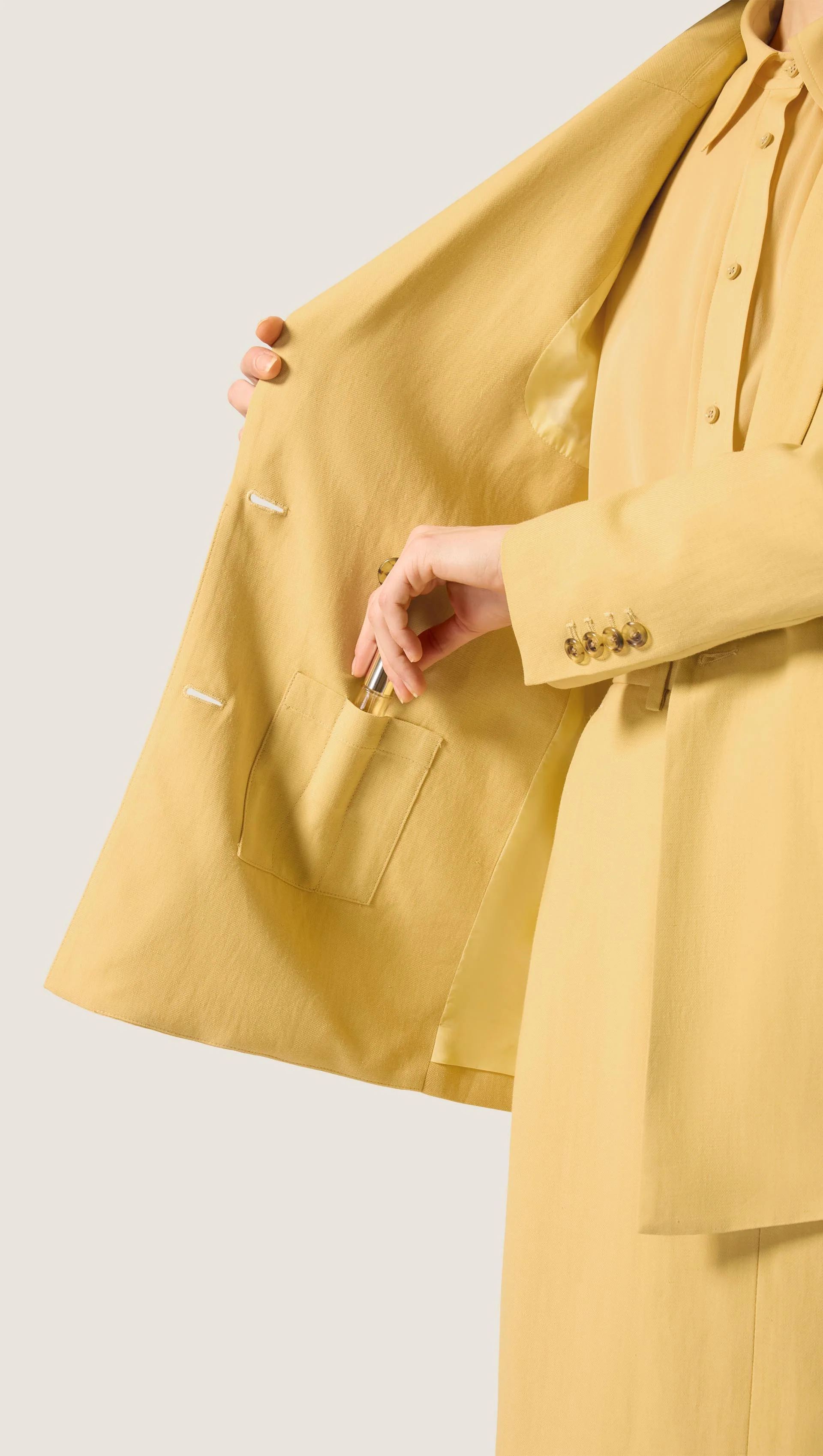 Belted Double-Breasted Blazer in Viscose Linen | Sunflower - Image 6