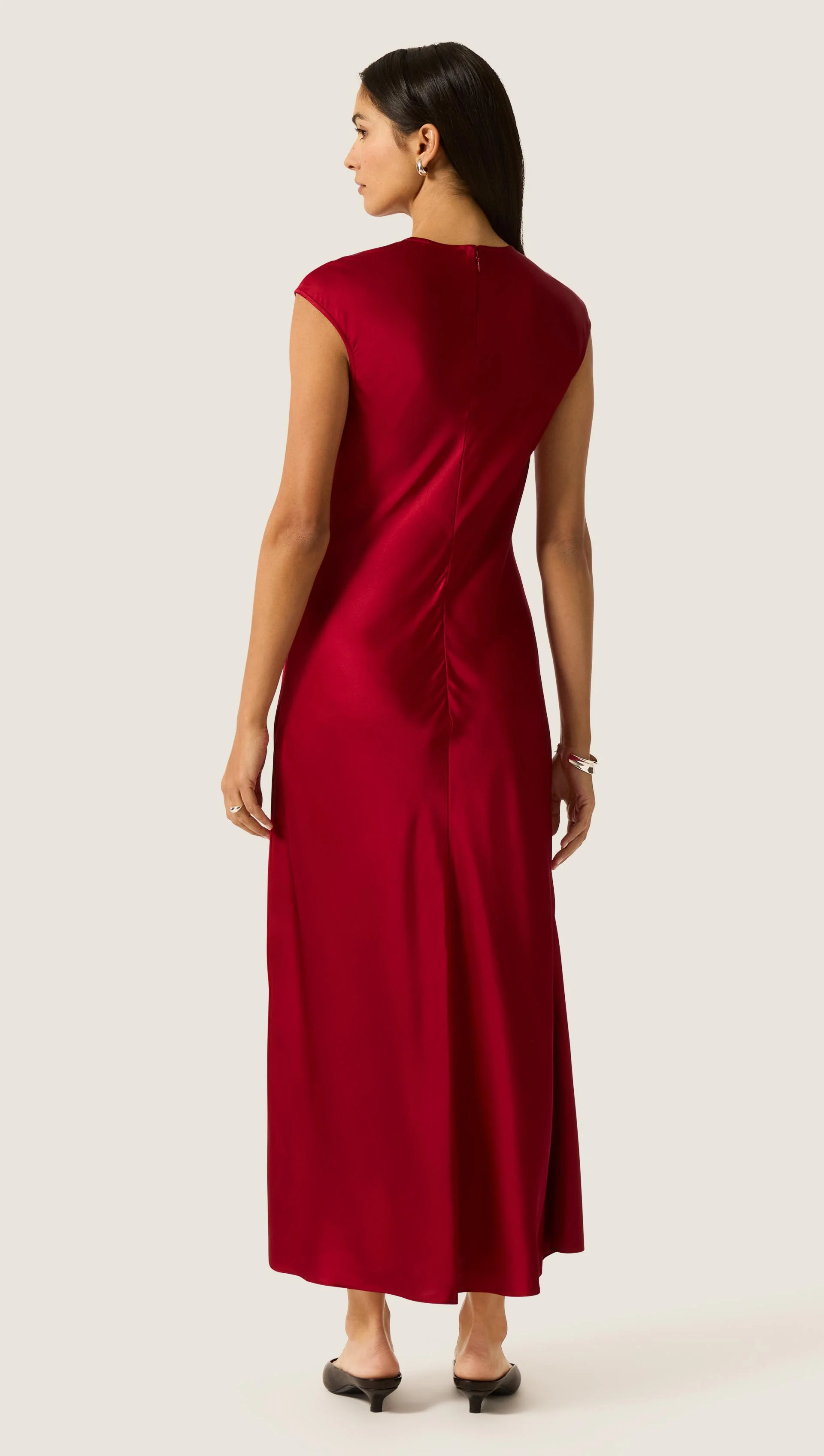 Bias Dress in Silk Charmeuse | Bordeaux - Image 4