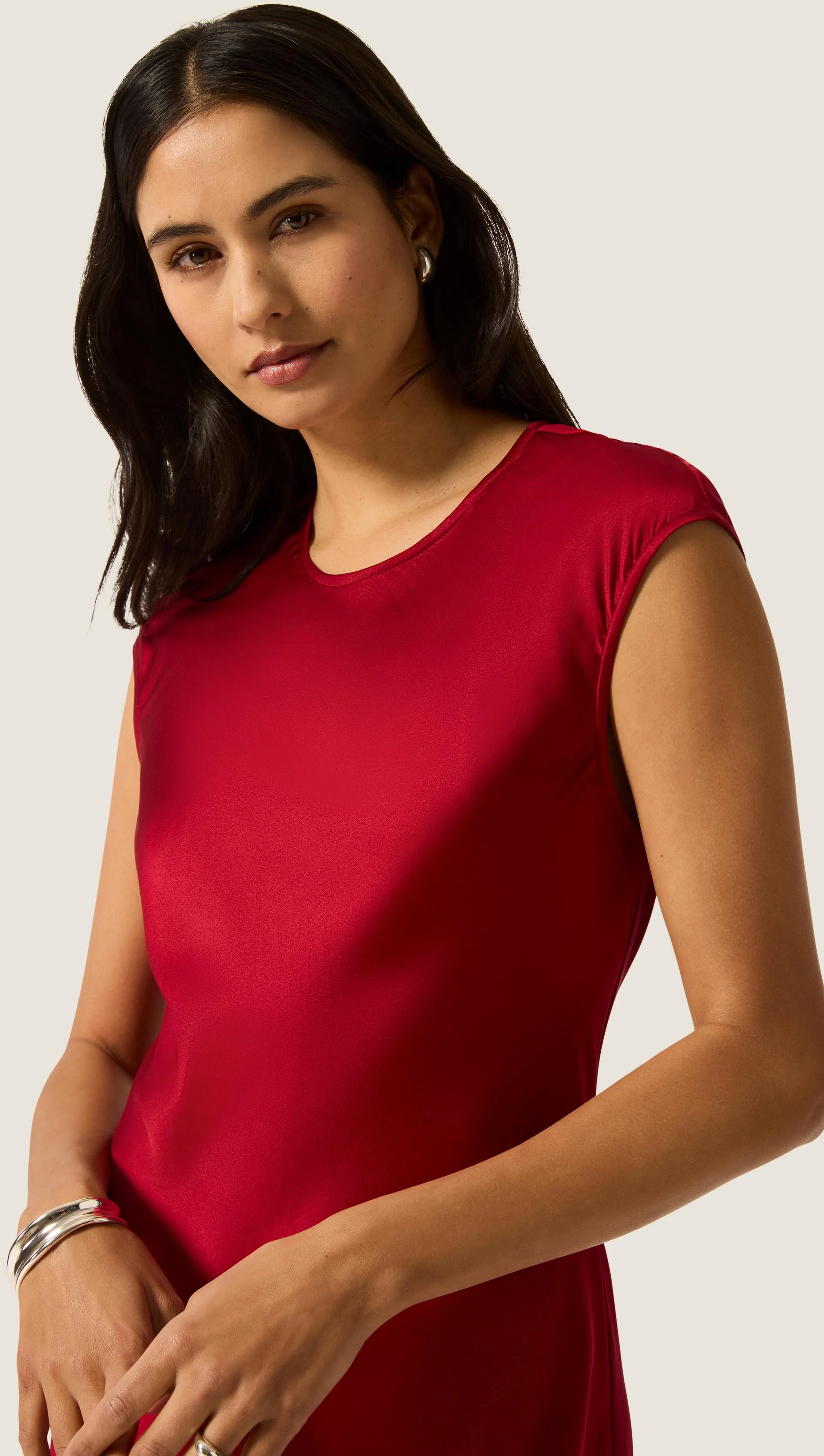 Bias Dress in Silk Charmeuse | Bordeaux - Image 5