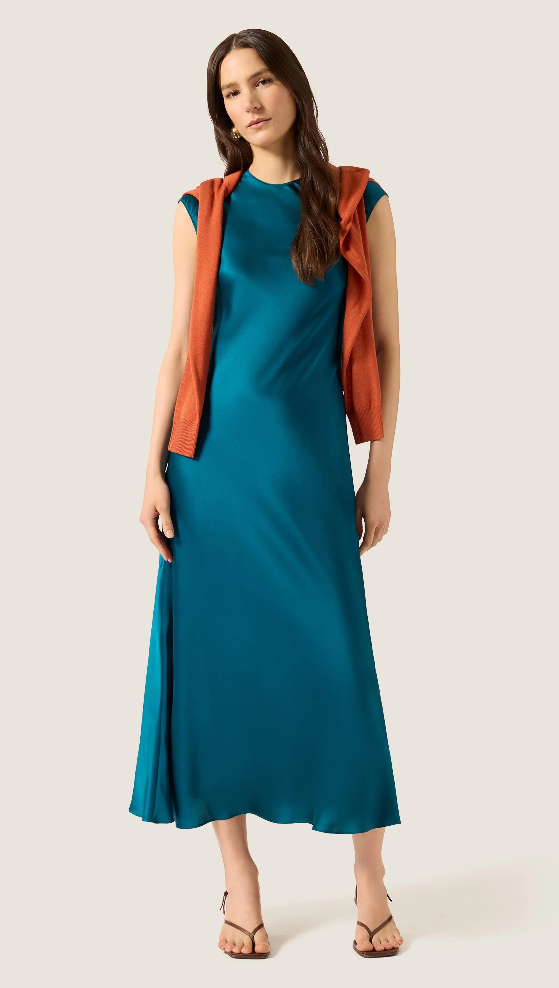 Bias Dress in Silk Charmeuse | Deep Teal - Image 2
