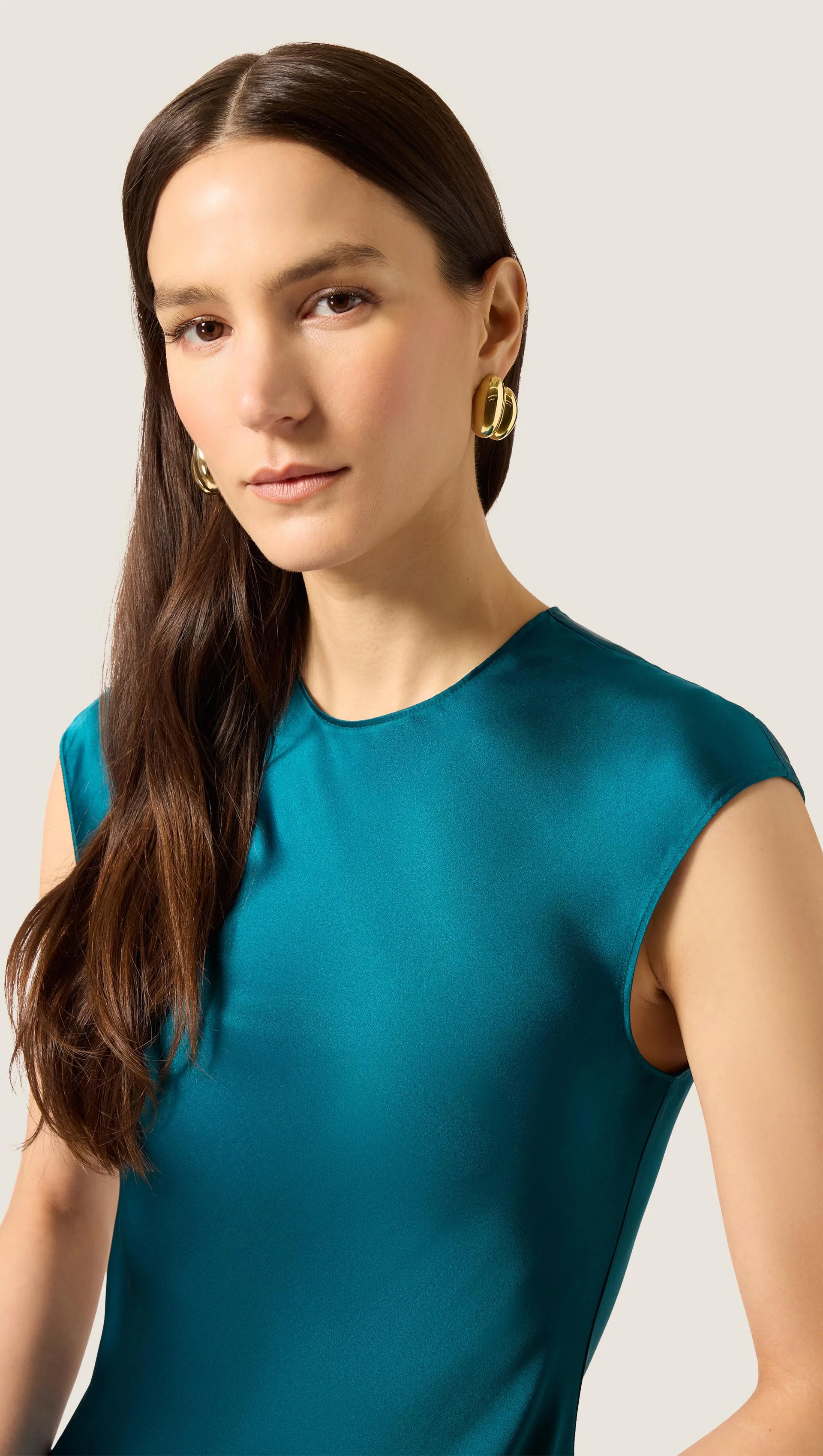 Bias Dress in Silk Charmeuse | Deep Teal - Image 5