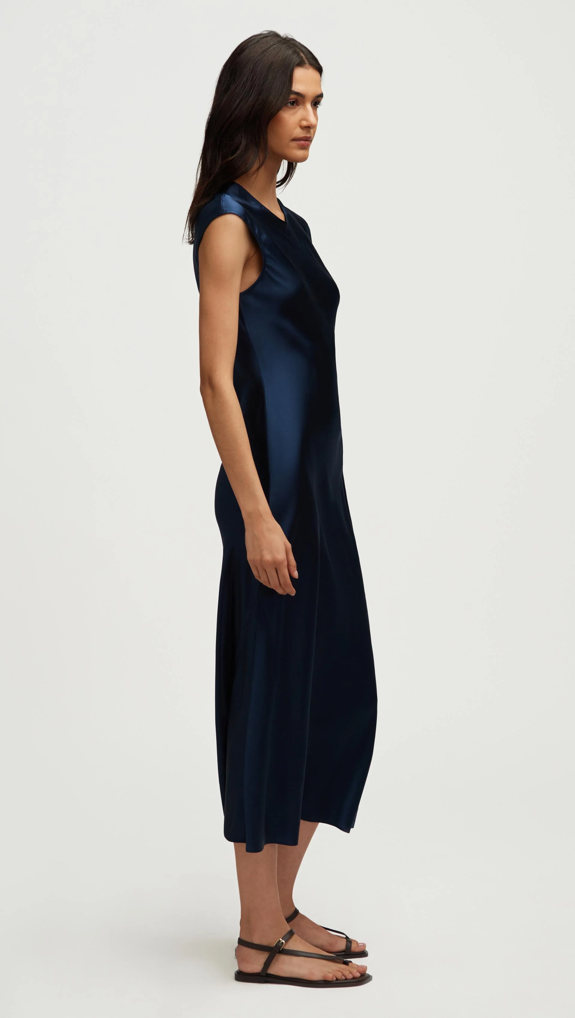 Bias Dress in Silk Charmeuse | Midnight - Image 3