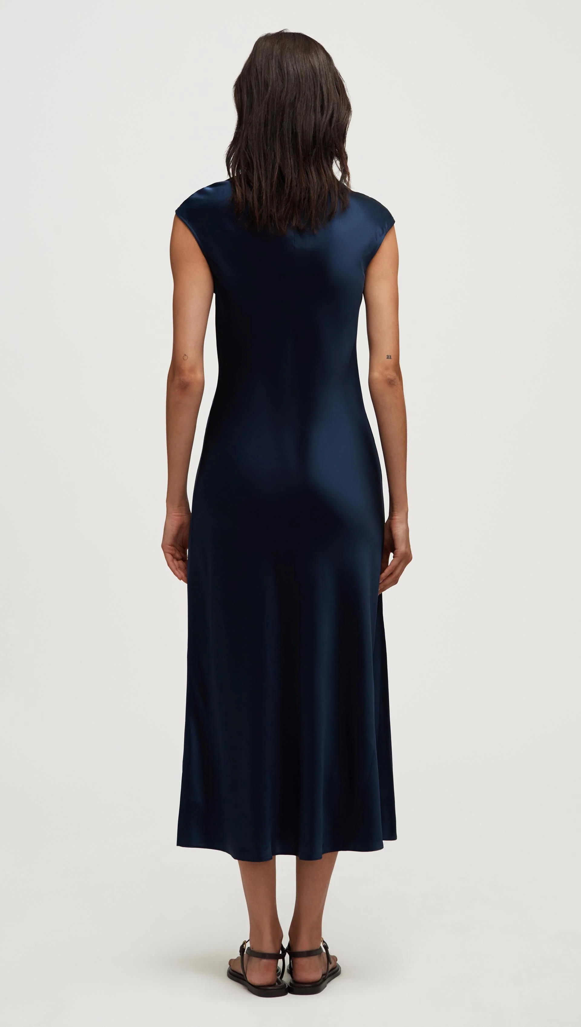 Bias Dress in Silk Charmeuse | Midnight - Image 4