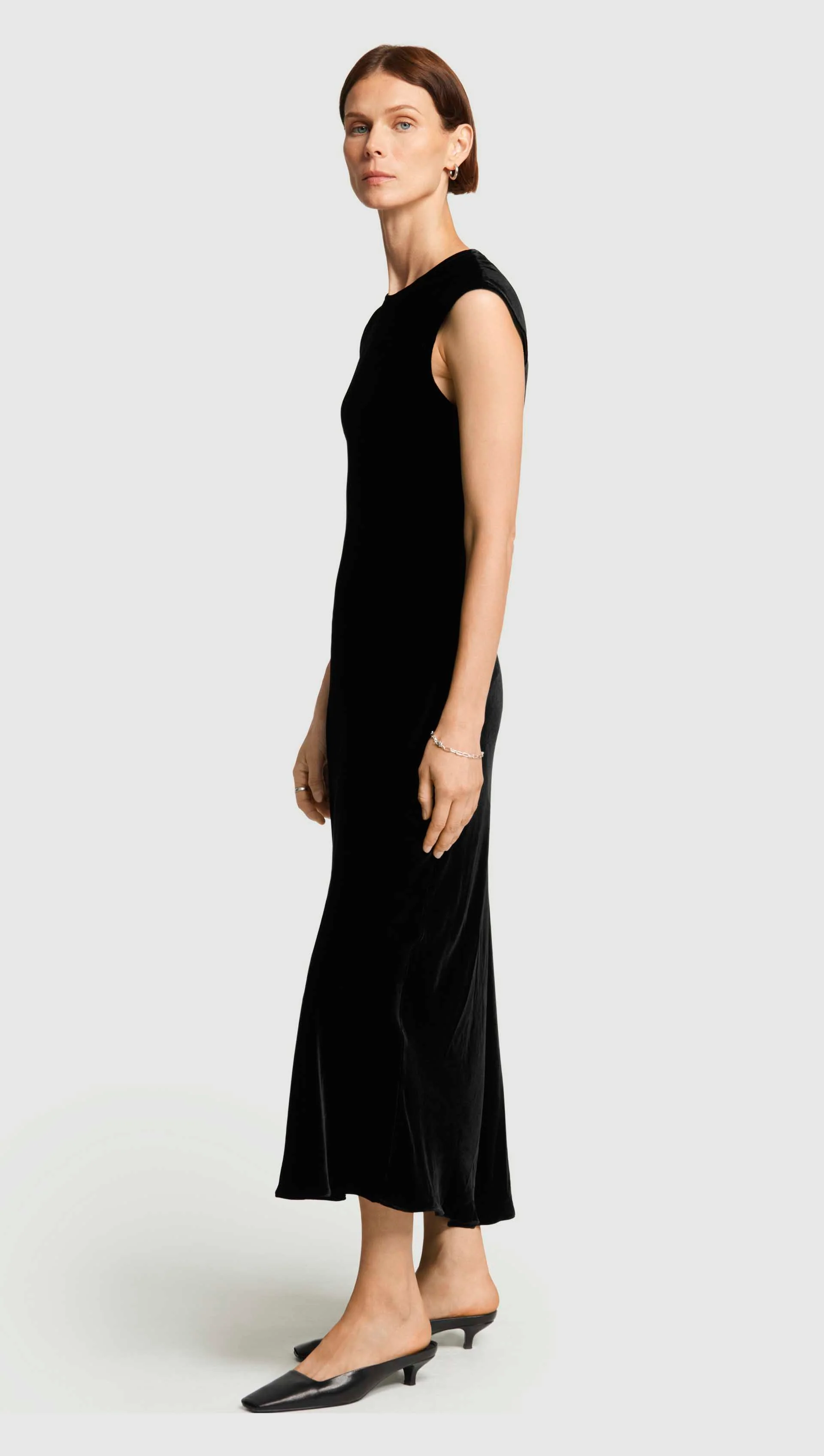 Bias Dress in Velvet | Black - Image 2