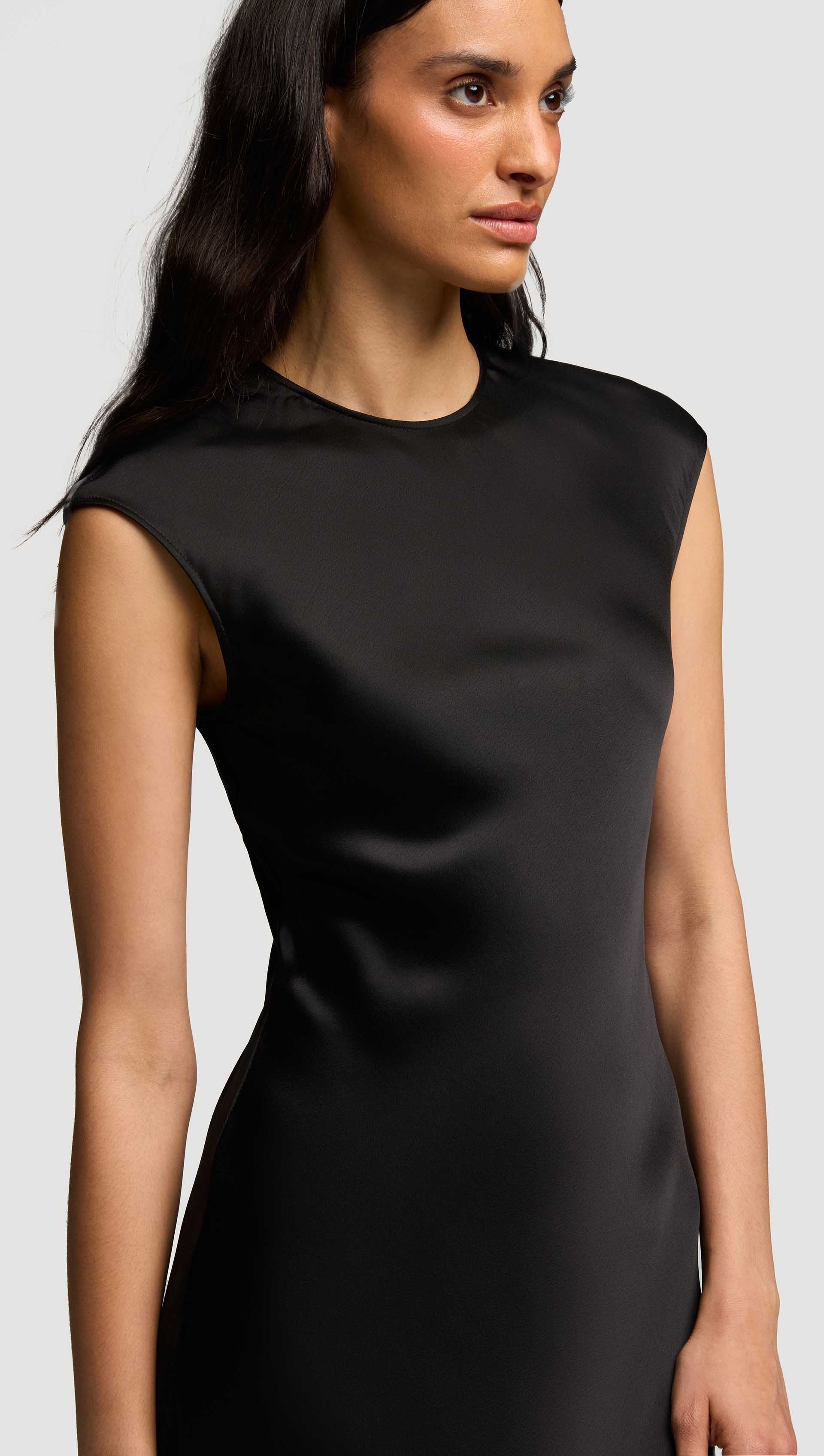 Bias Dress in Viscose Satin | Black - Image 5