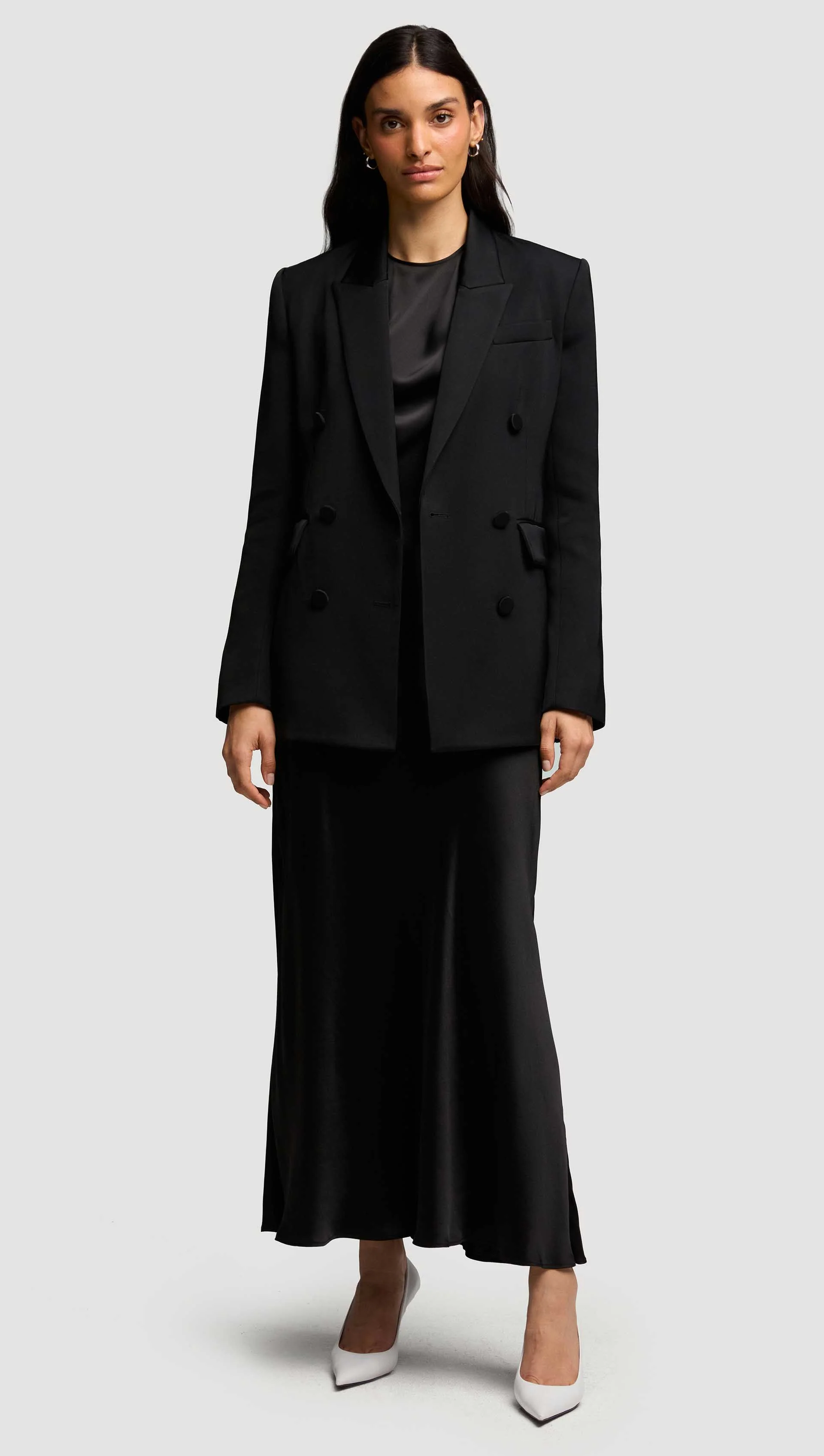 Bias Dress in Viscose Satin | Black - Image 6