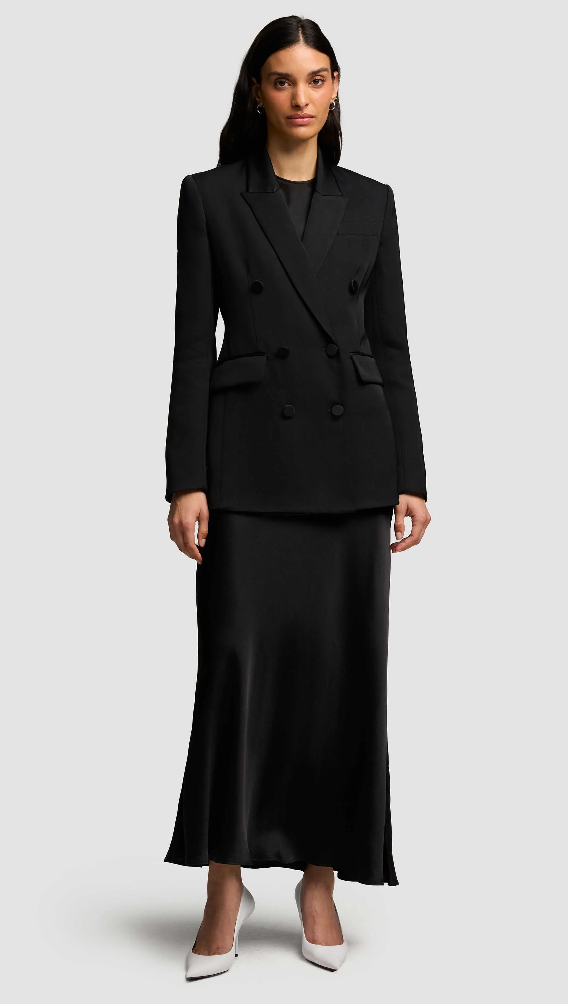 Bias Dress in Viscose Satin | Black - Image 7