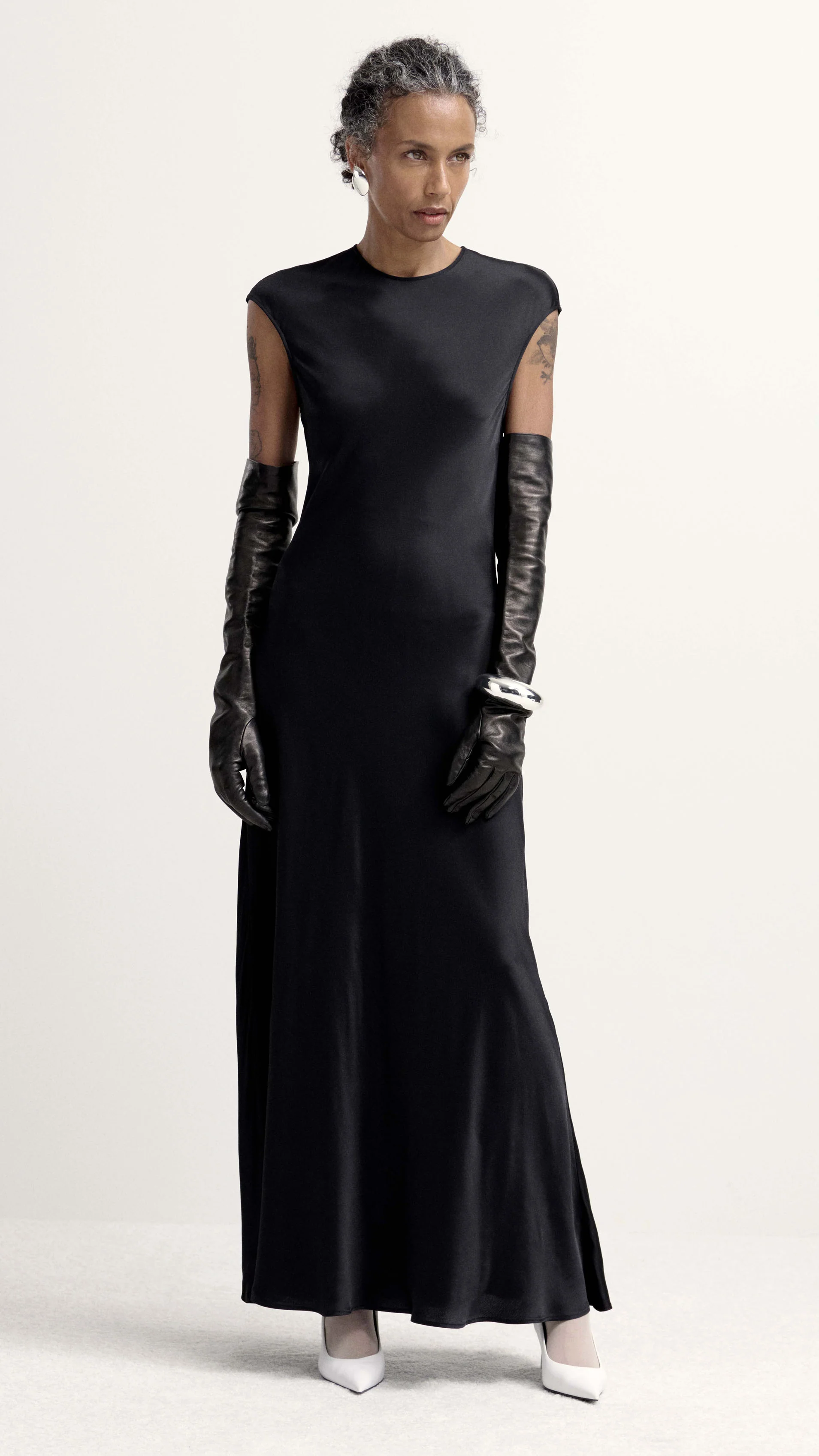 Bias Dress in Viscose Satin | Black - Image 8