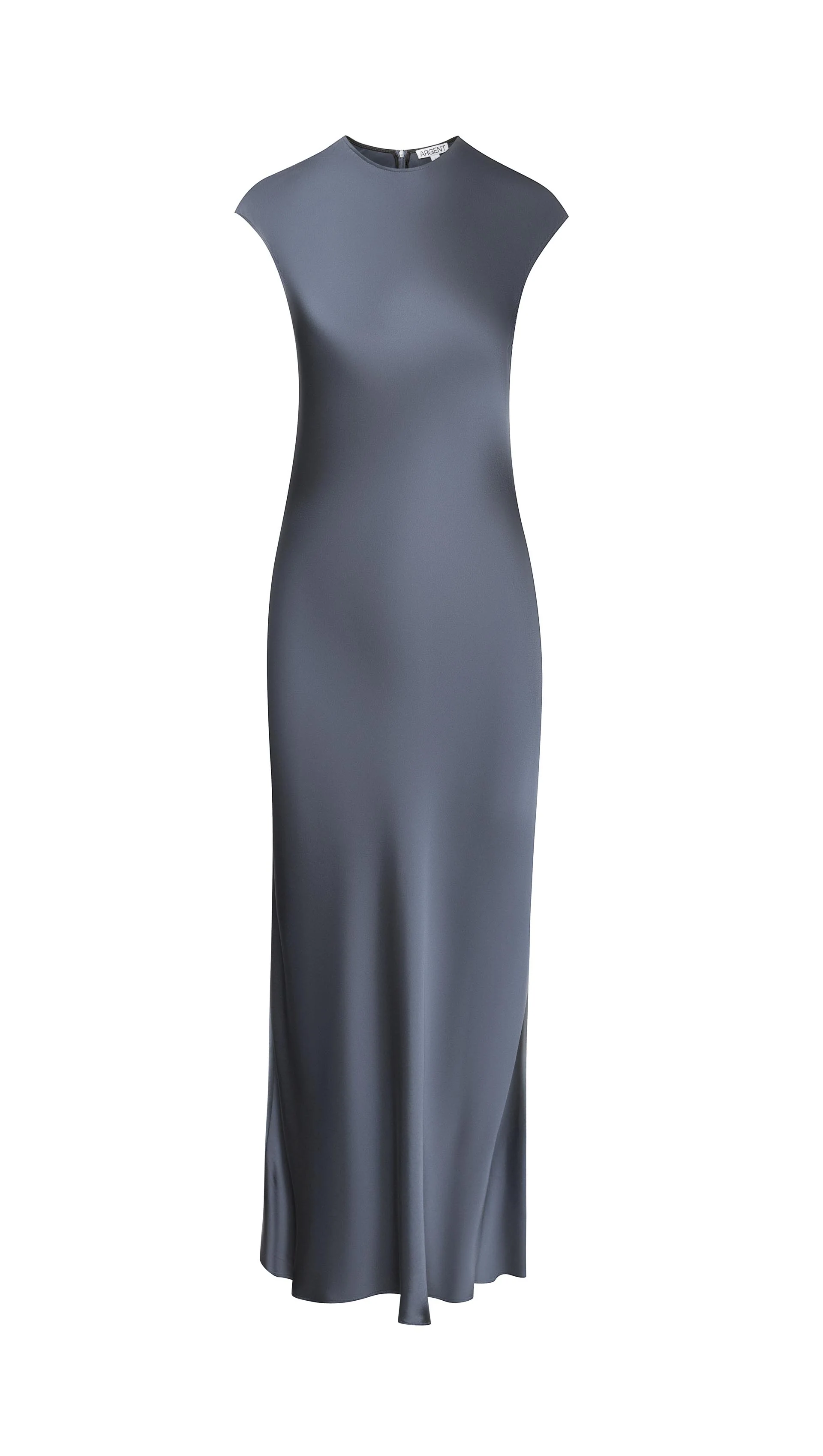 Bias Dress in Viscose Satin | Stone Blue - Image 11