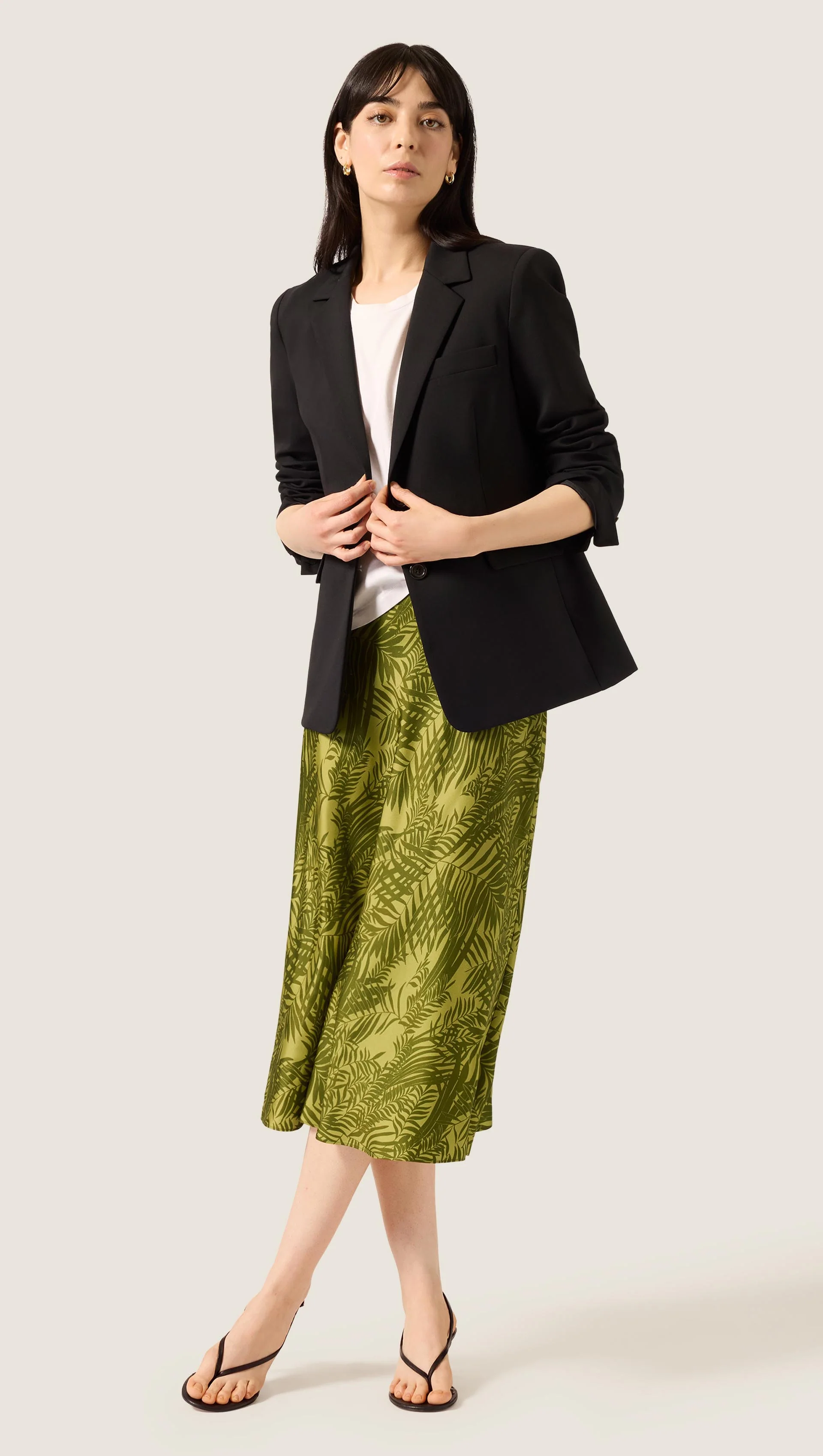 Bias Midi Skirt in Silk Twill | Green Fern - Image 5
