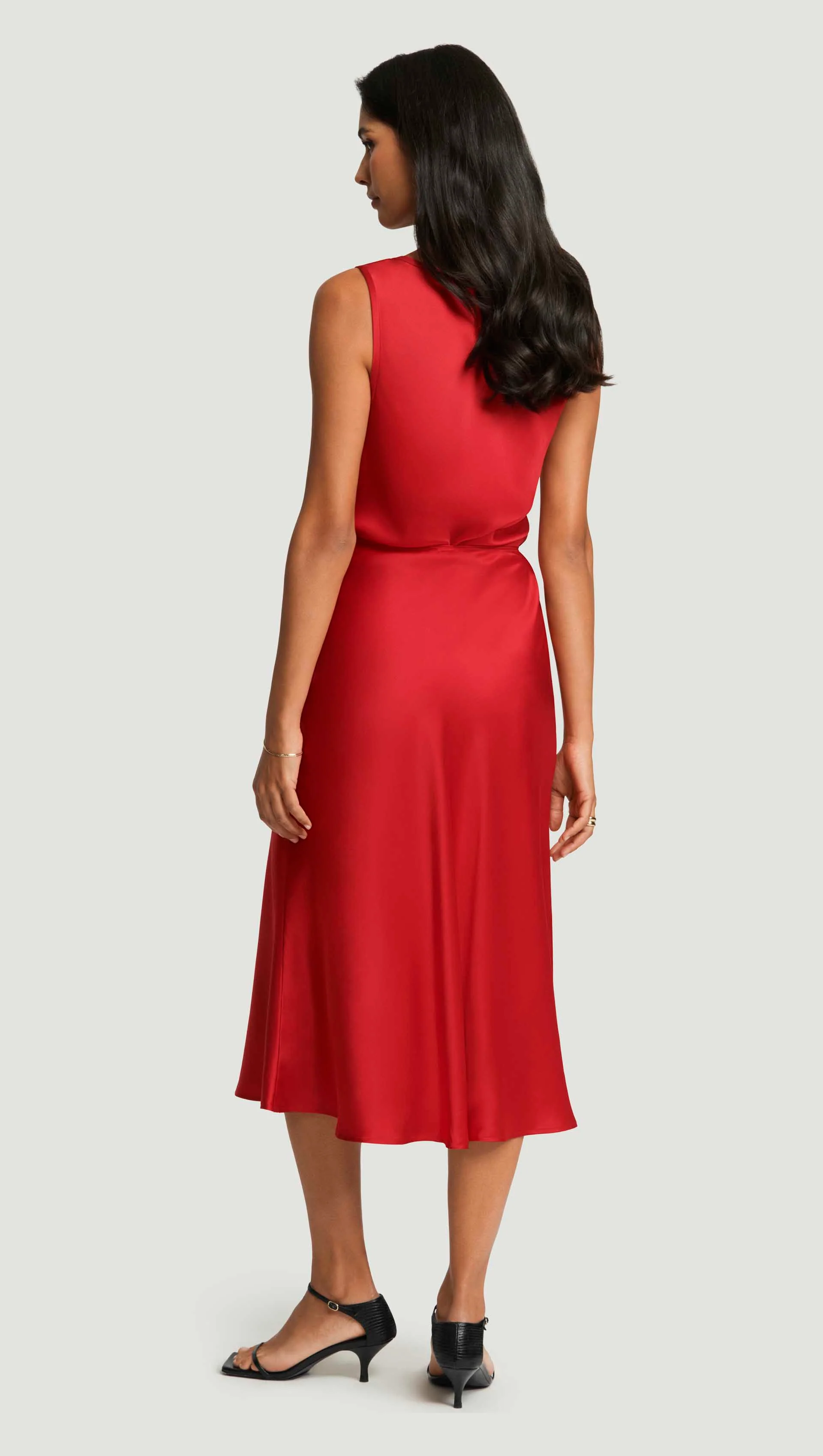 Bias Midi Skirt in Silk Charmeuse | Ruby Red - Image 5