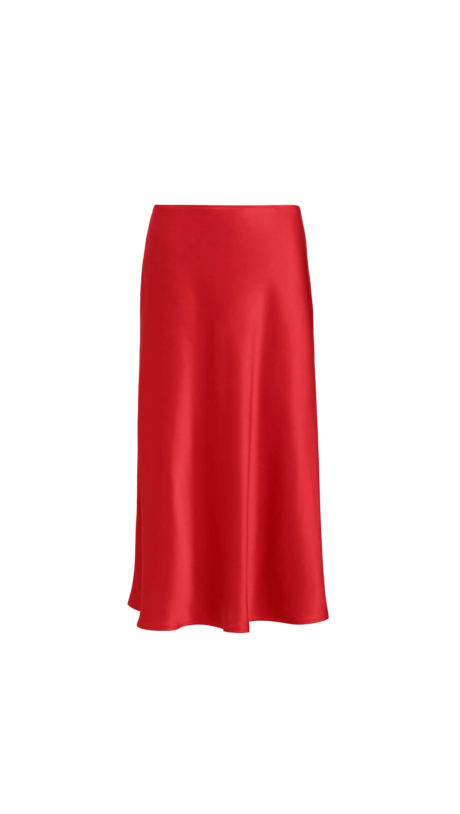 Bias Midi Skirt in Silk Charmeuse | Ruby Red - Image 6