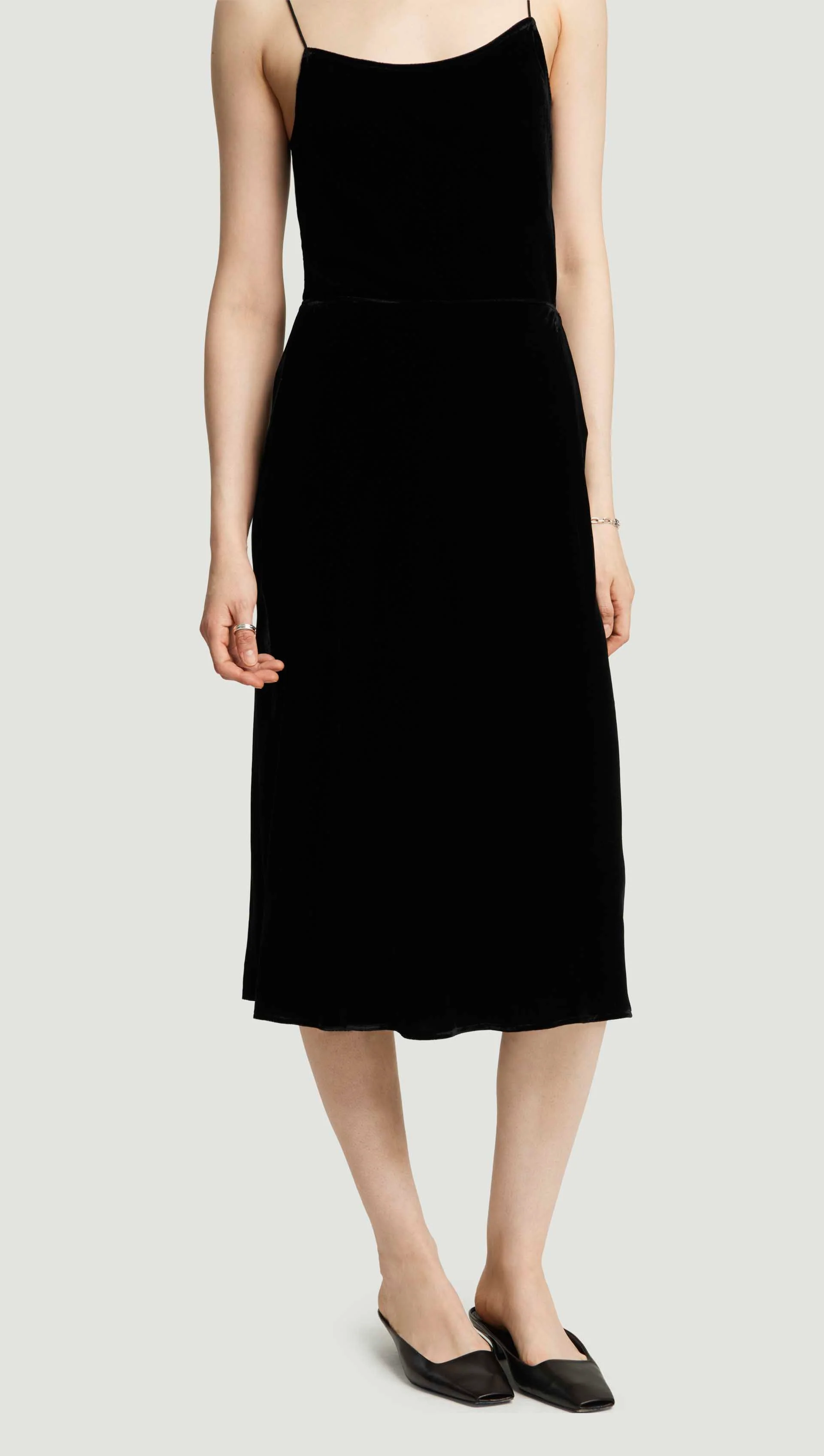 Bias Midi Skirt in Velvet | Black - Image 2