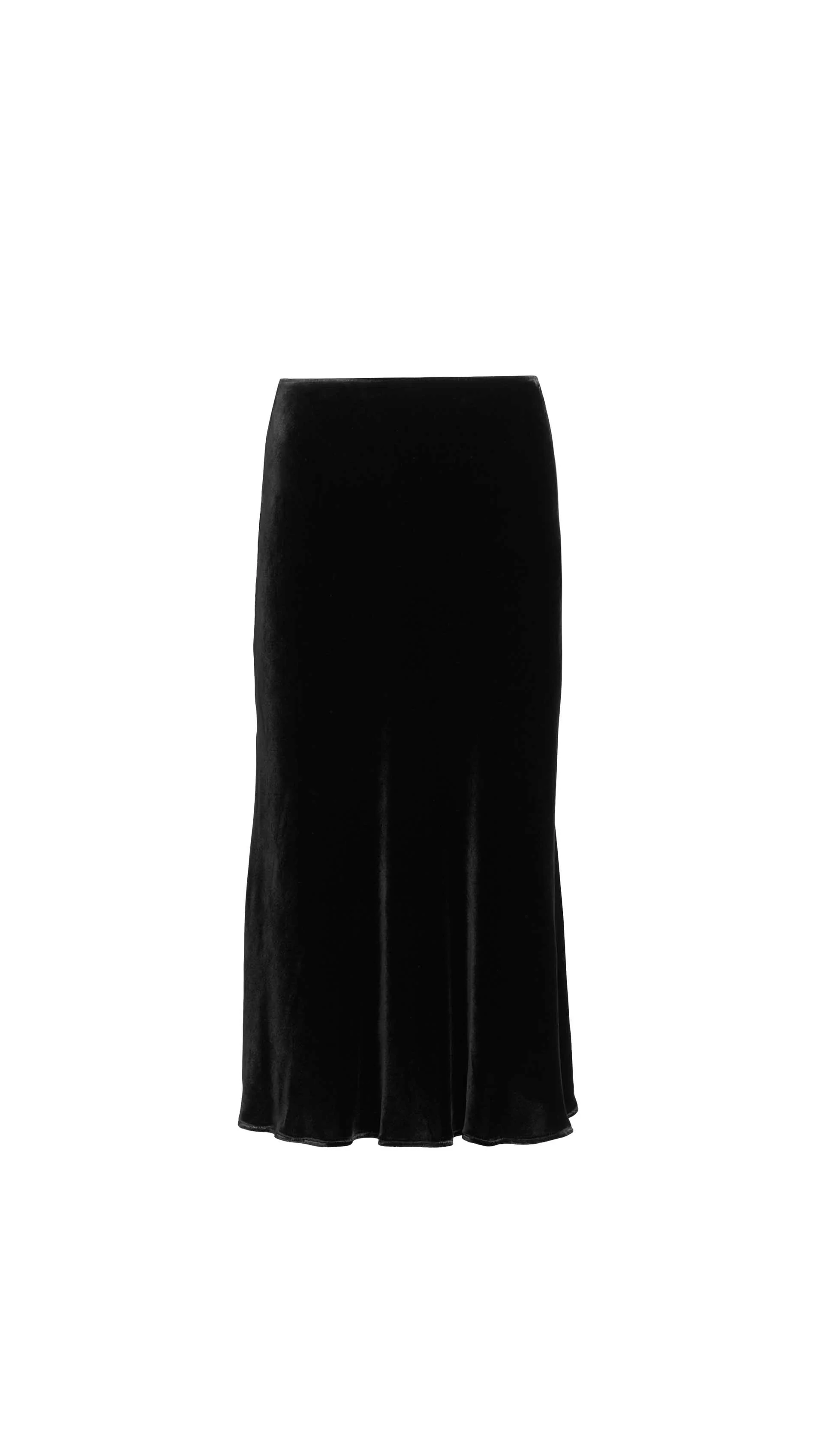 Bias Midi Skirt in Velvet | Black - Image 6