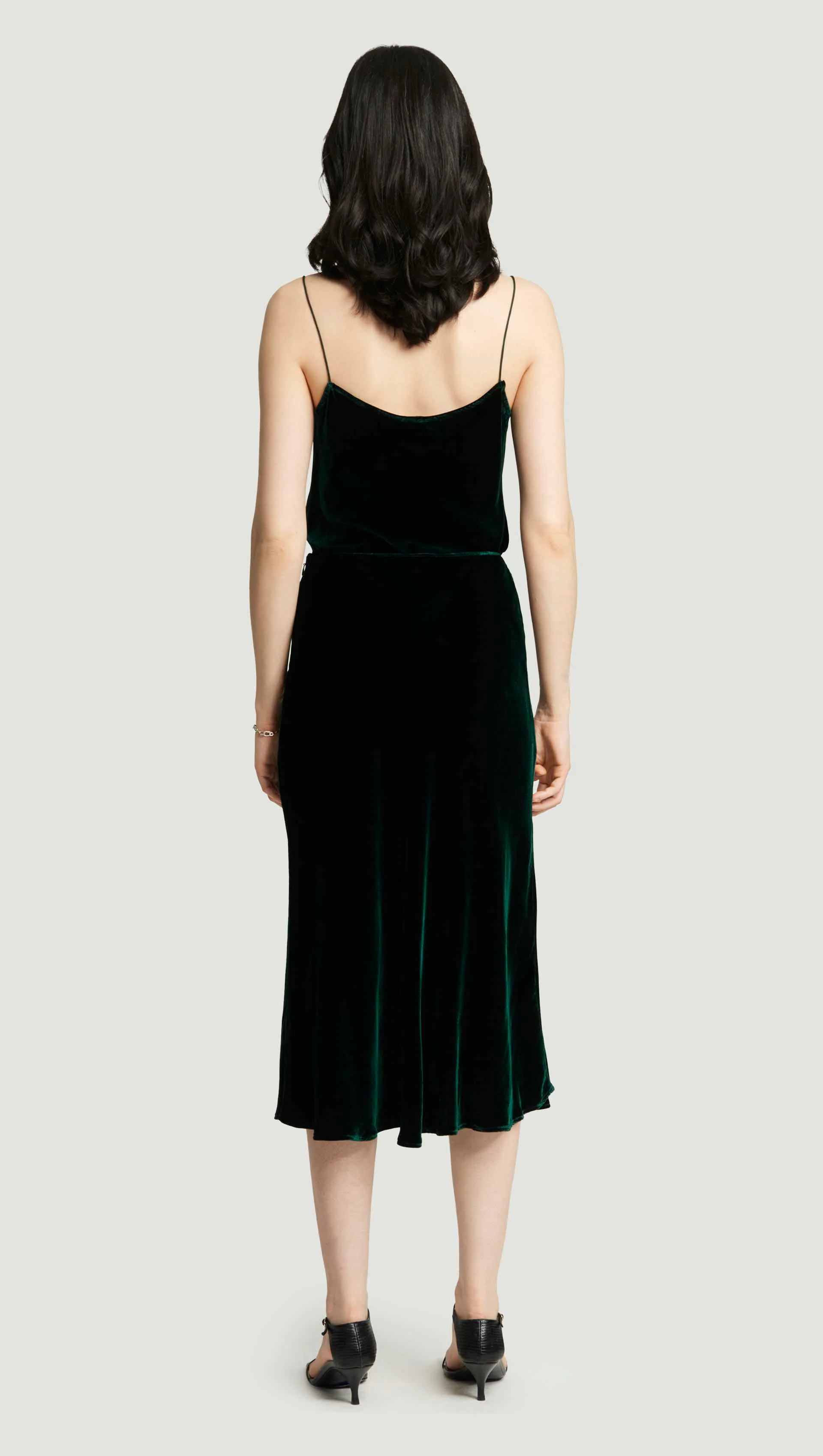 Bias Midi Skirt in Velvet | Deep Forest - Image 4