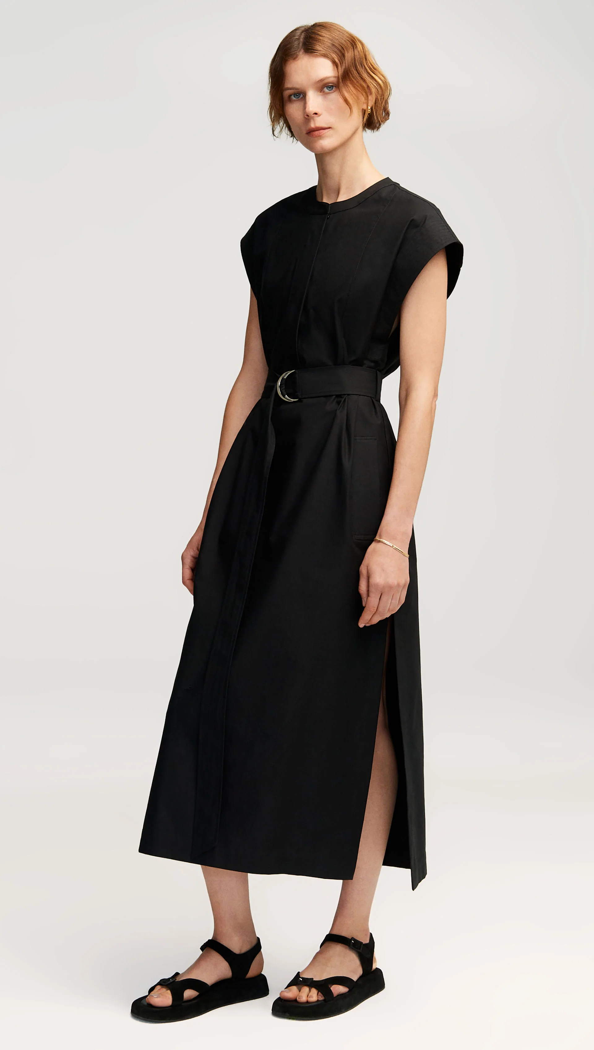 Bib Dress in Cotton Twill | Black - Image 2