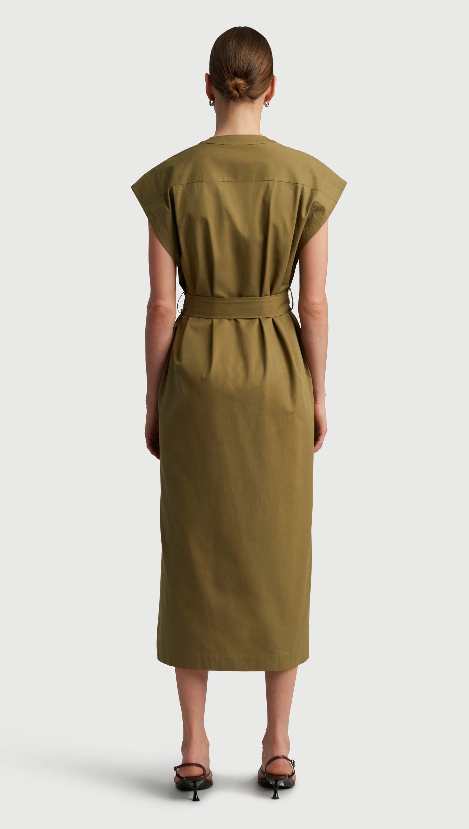 Bib Dress in Cotton Twill | Mushroom - Image 4
