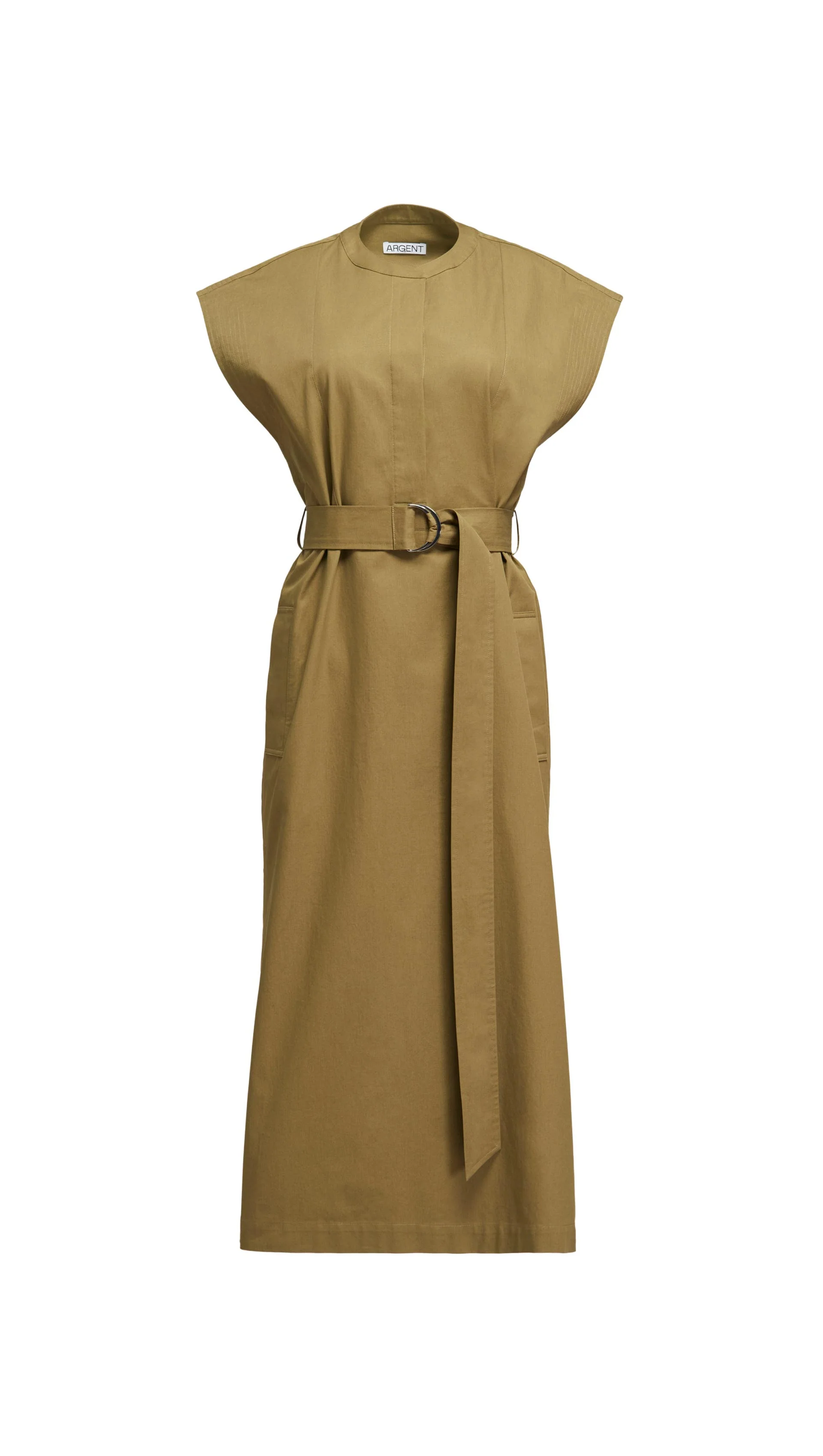 Bib Dress in Cotton Twill | Mushroom - Image 8