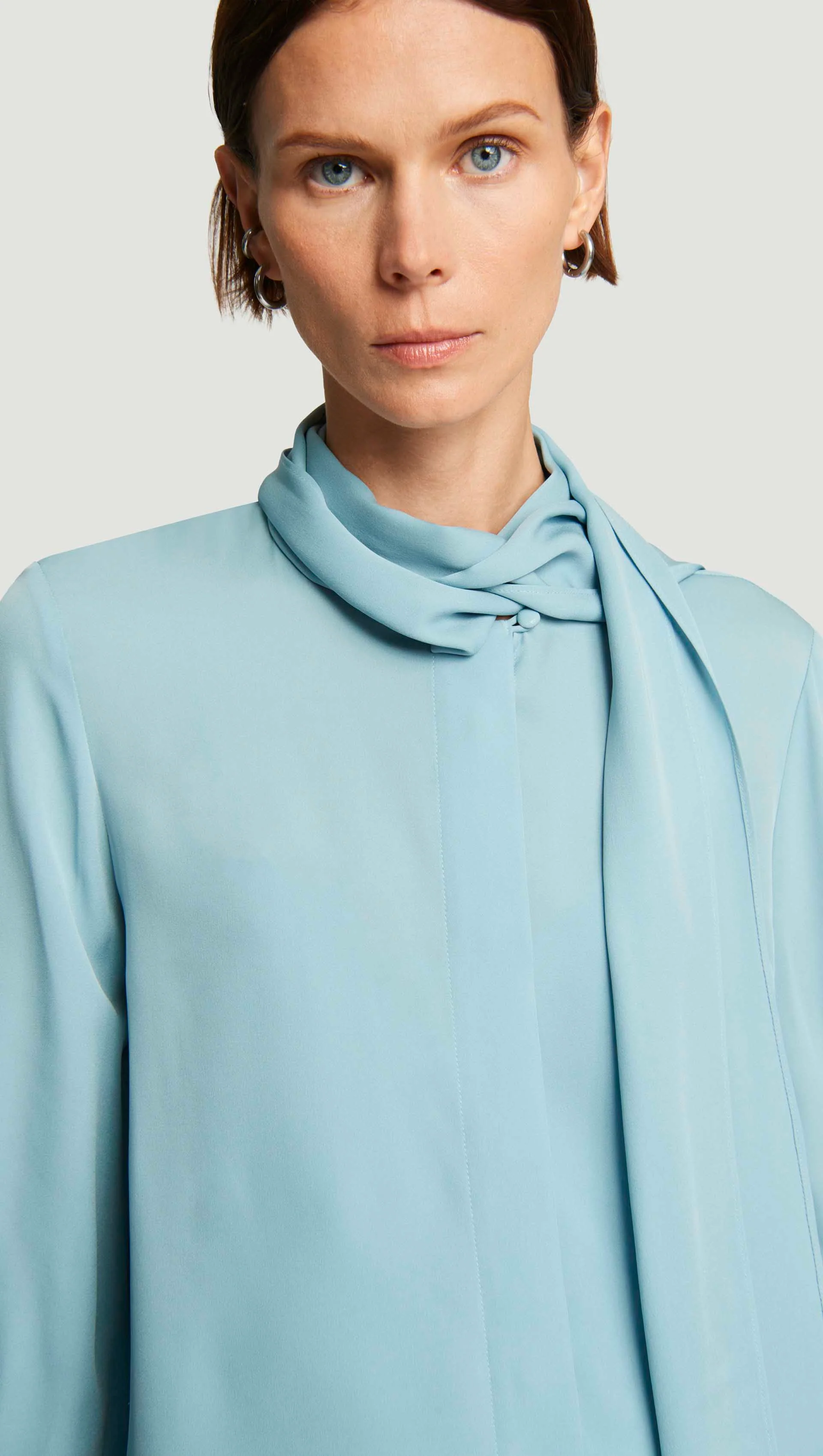 Bow Blouse in Double Georgette | Baby Blue - Image 2
