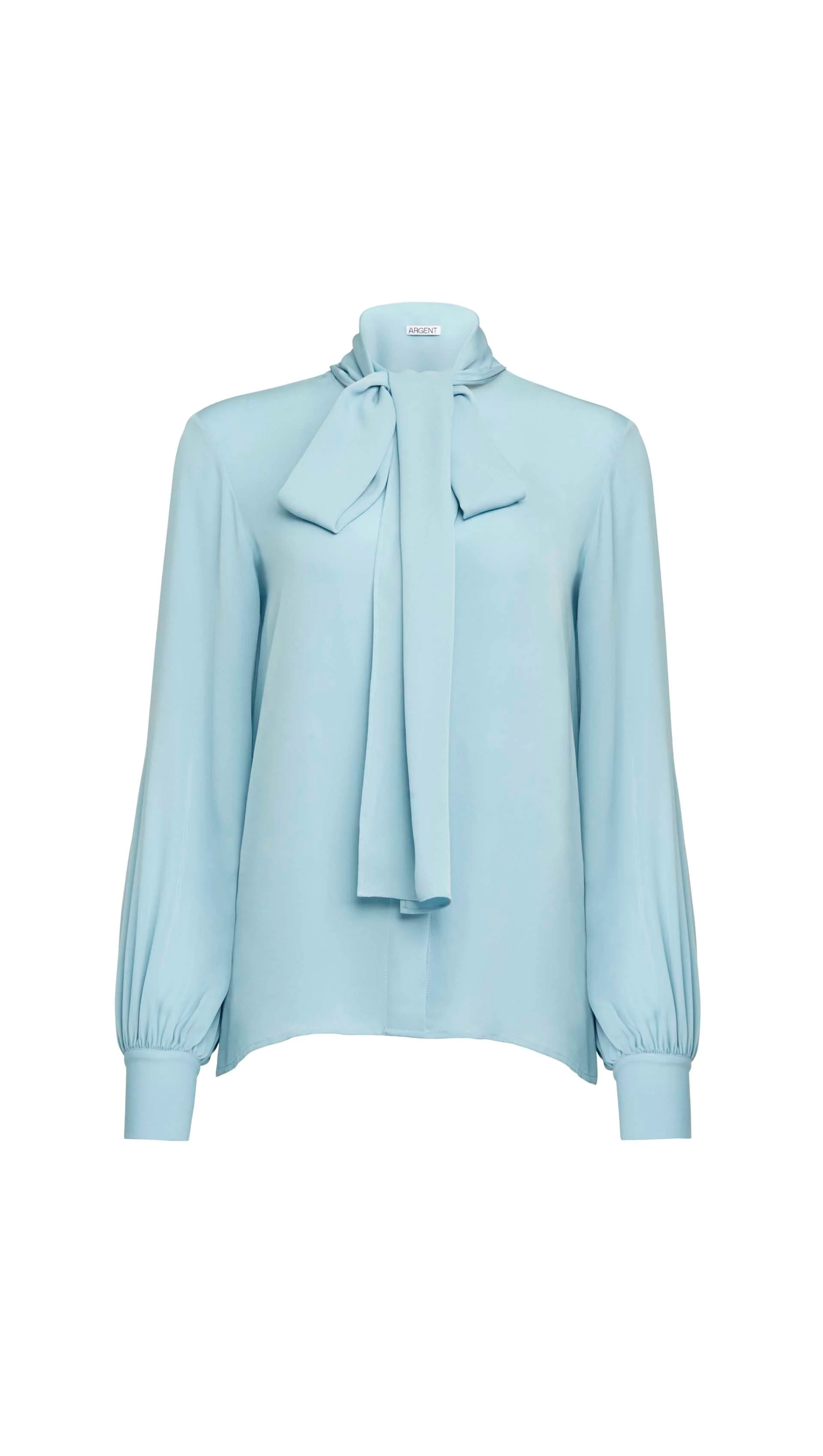 Bow Blouse in Double Georgette | Baby Blue - Image 8