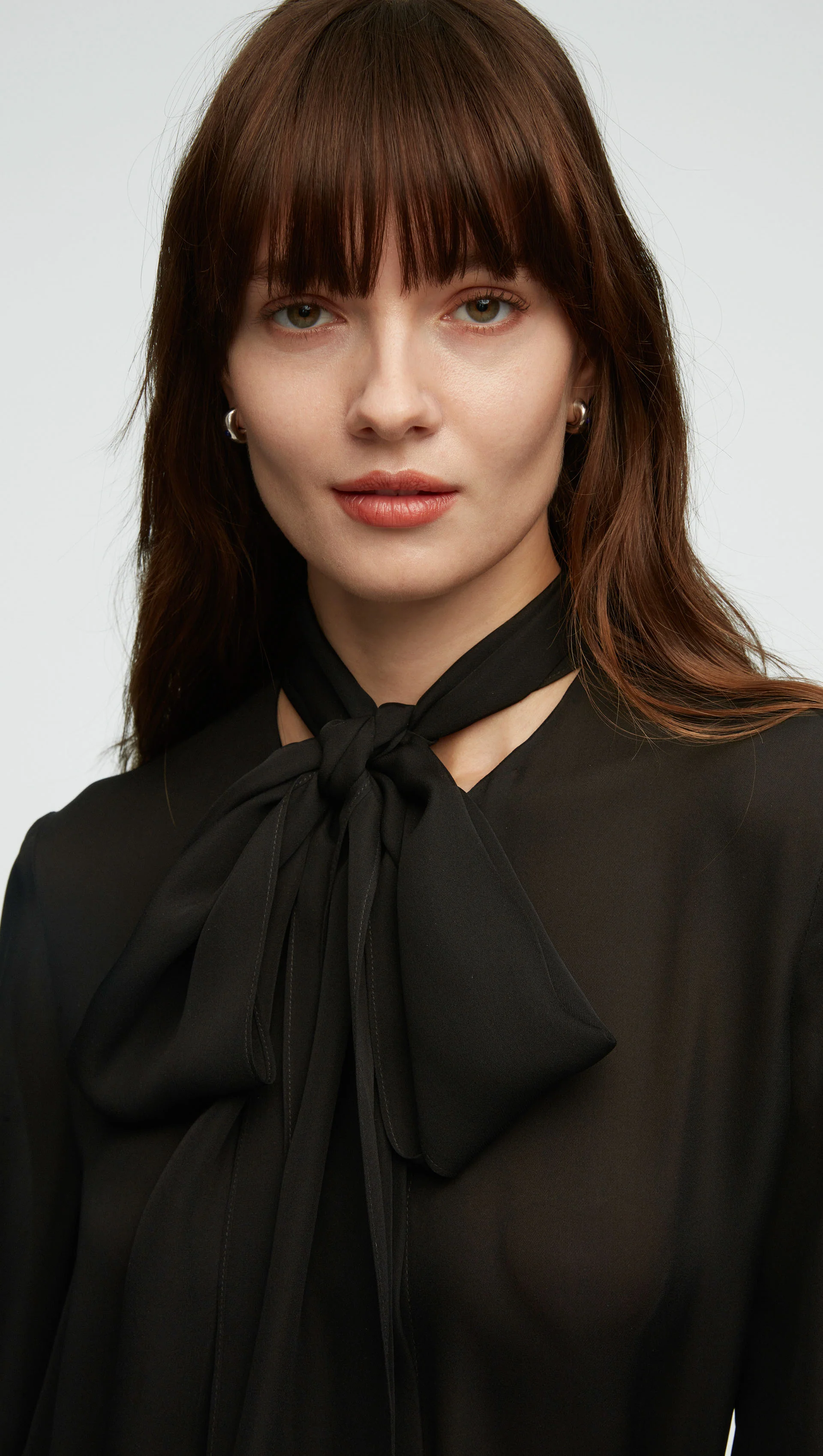 Bow Blouse in Double Georgette | Black - Image 2