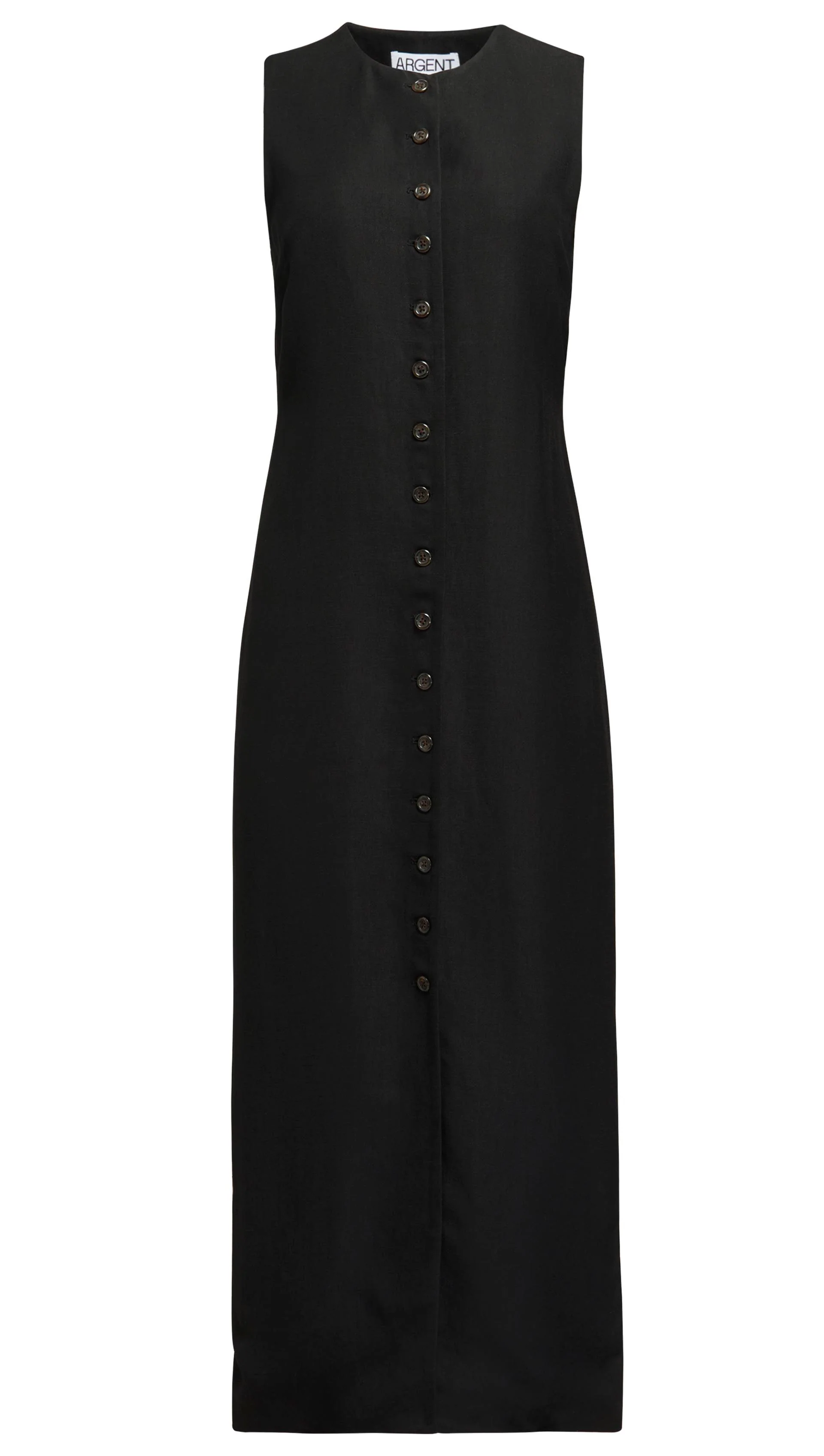 Button Dress in Viscose Linen Twill | Black - Image 6