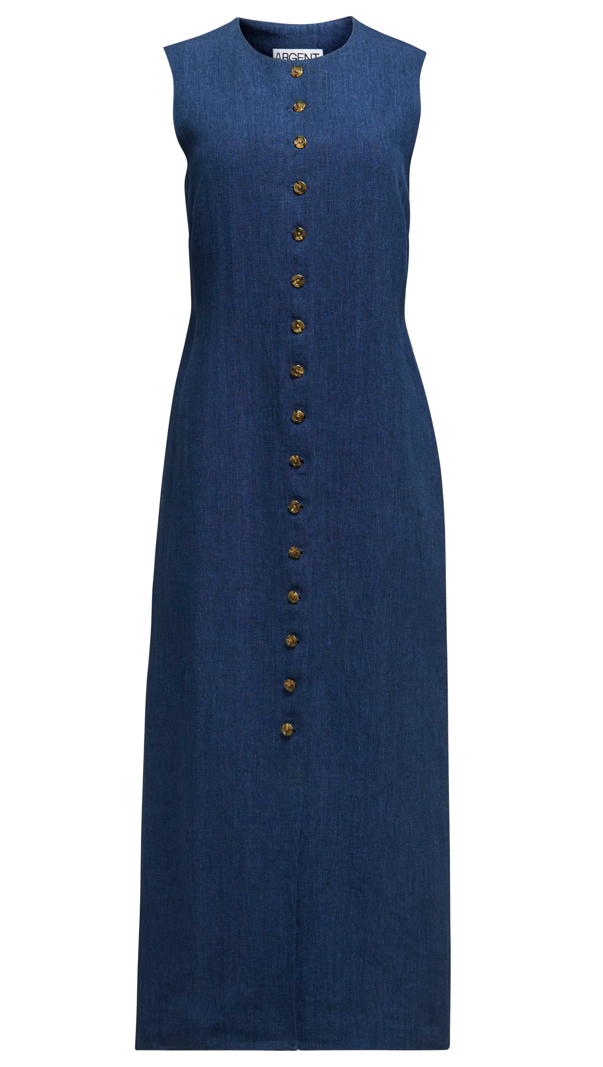 Button Dress in Linen | Denim - Image 7