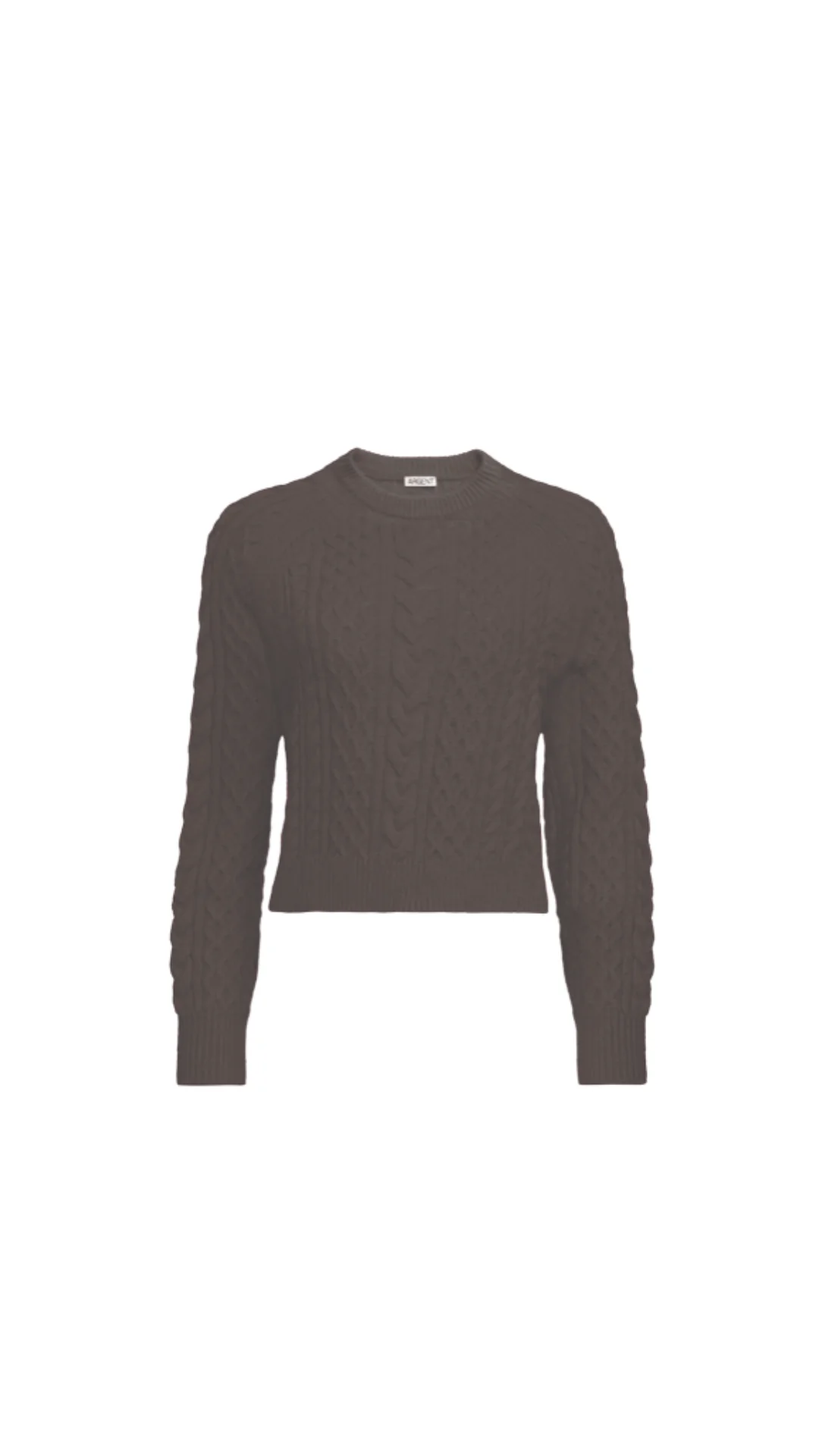 Cable Raglan Sweater in Lambswool | Tornado Brown - Image 8