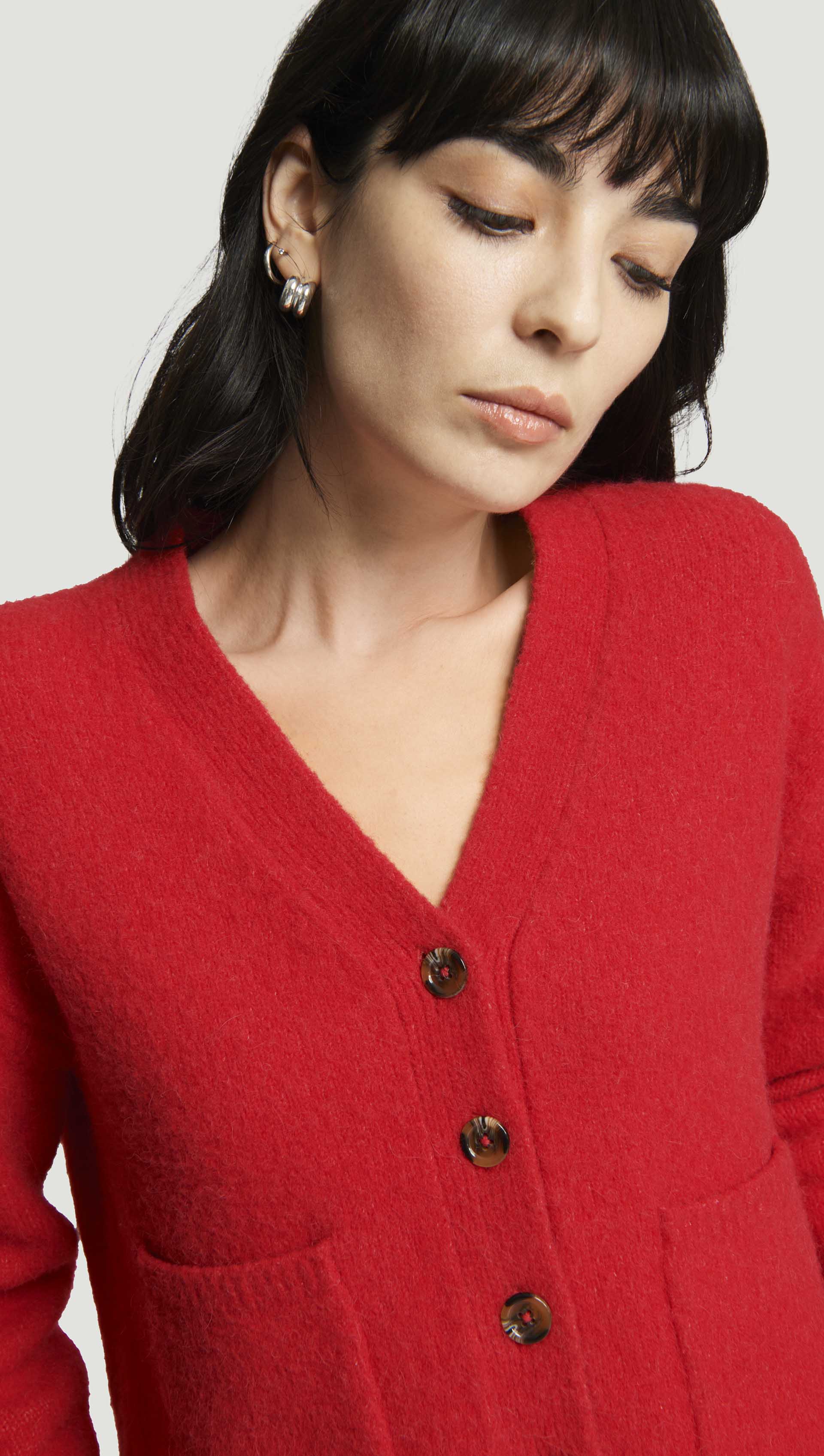 Cardigan in Fuzzy Yarn | Red - Image 2