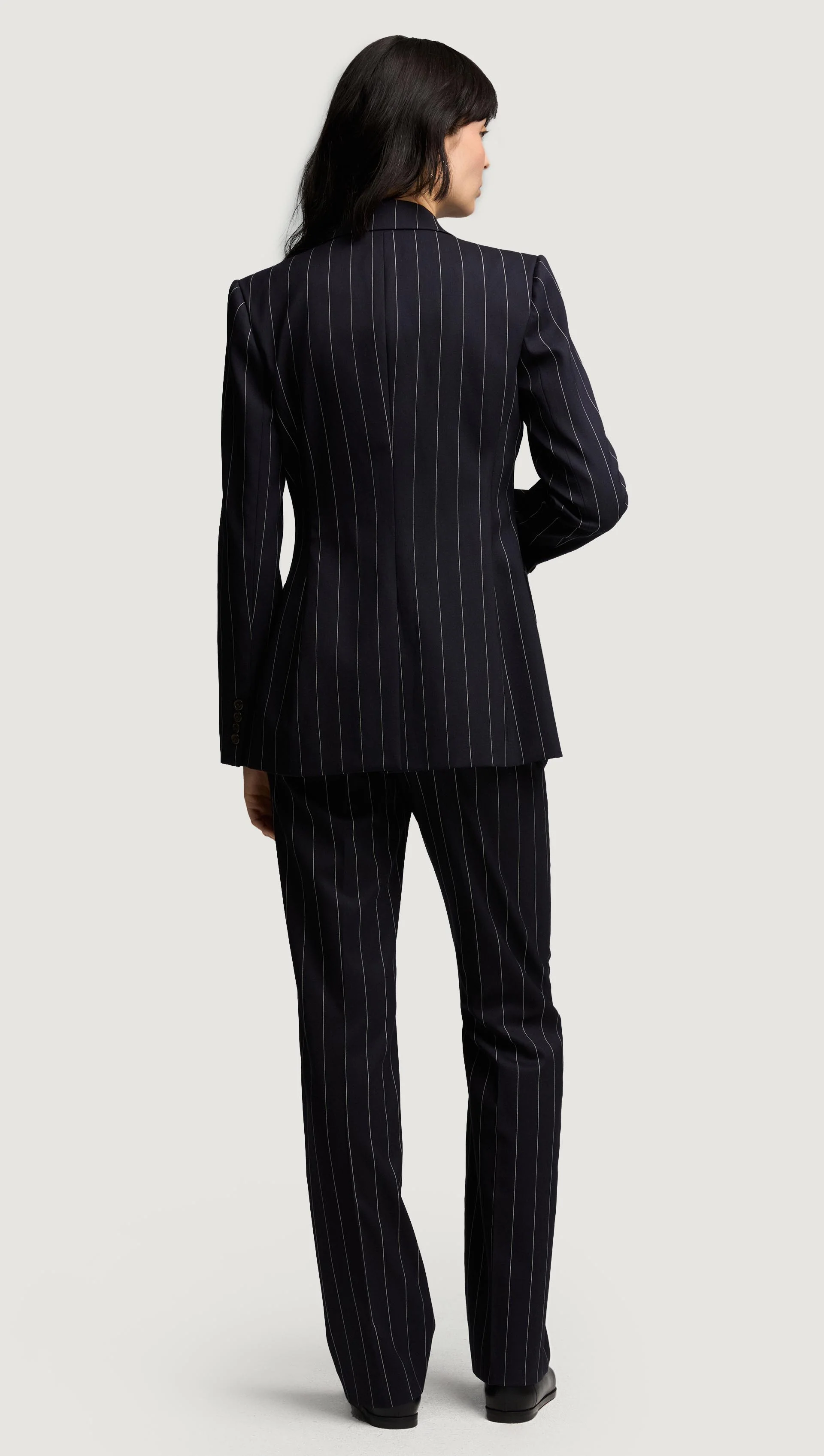 Chelsea Blazer in Stretch Wool | Navy Pinstripe - Image 6