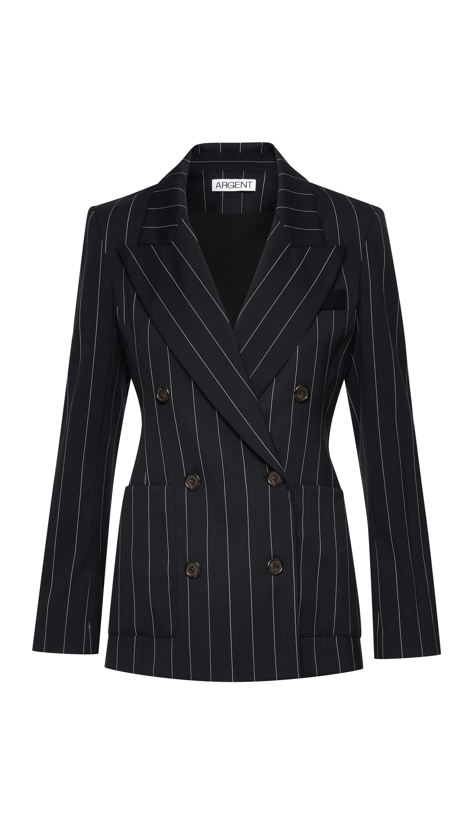 Chelsea Blazer in Stretch Wool | Navy Pinstripe - Image 9