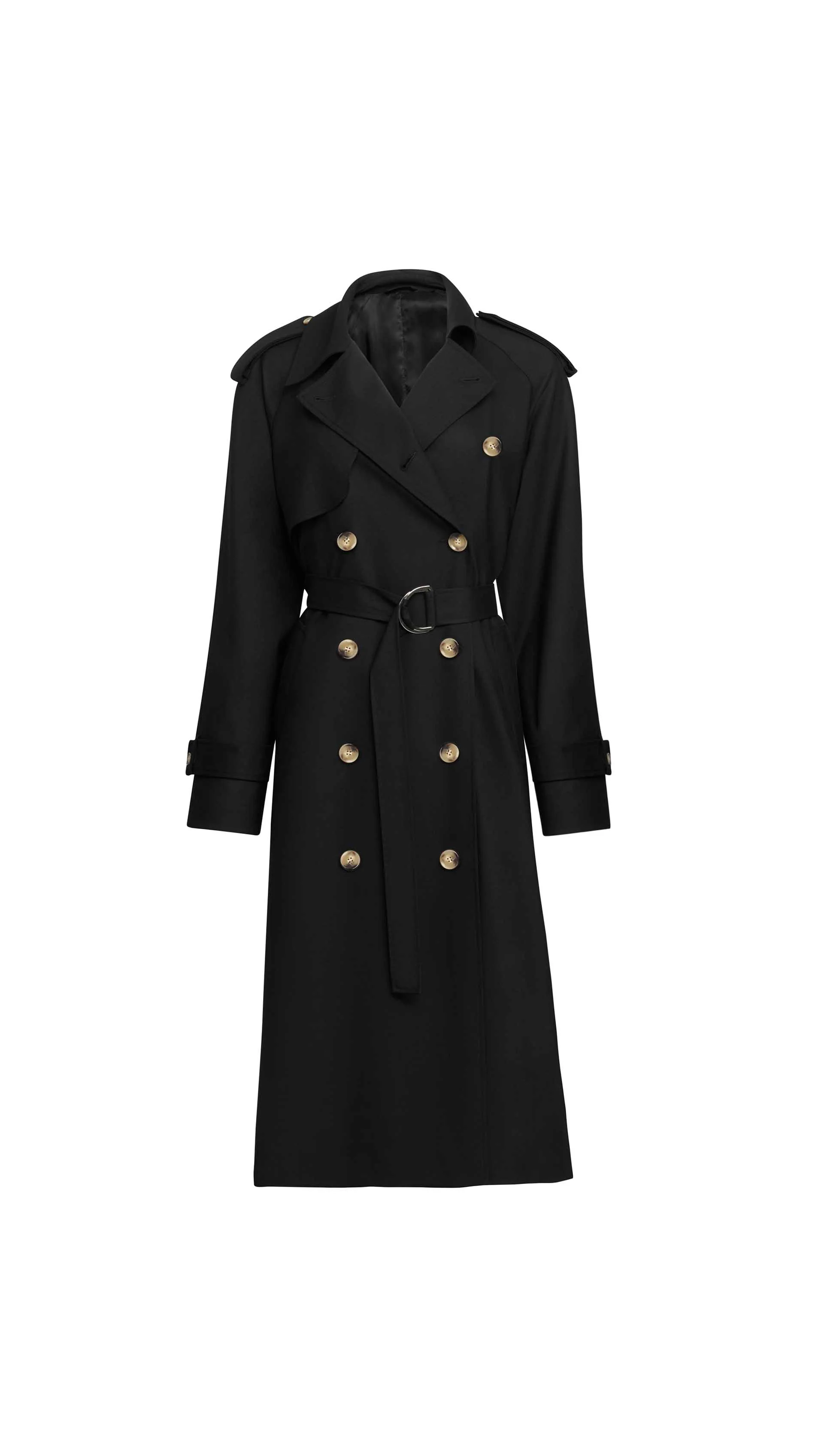 Classic Trench Coat in Seasonless Wool | Black - Image 10