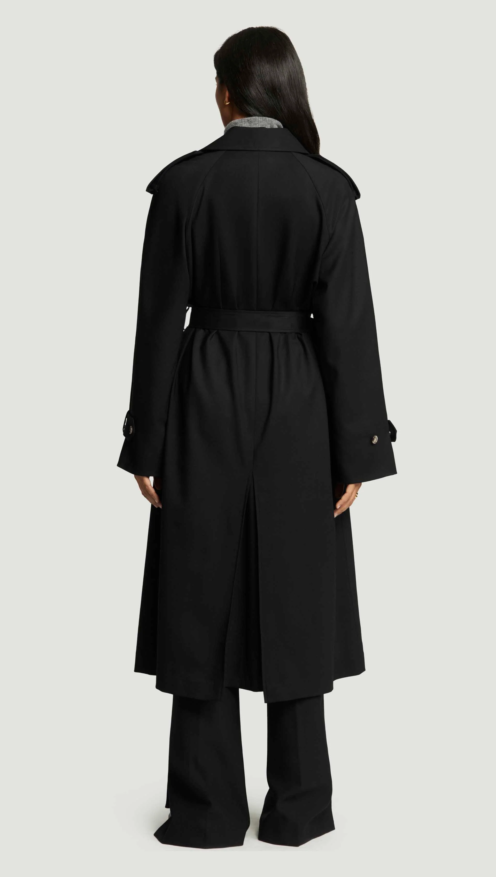 Classic Trench Coat in Seasonless Wool | Black - Image 5