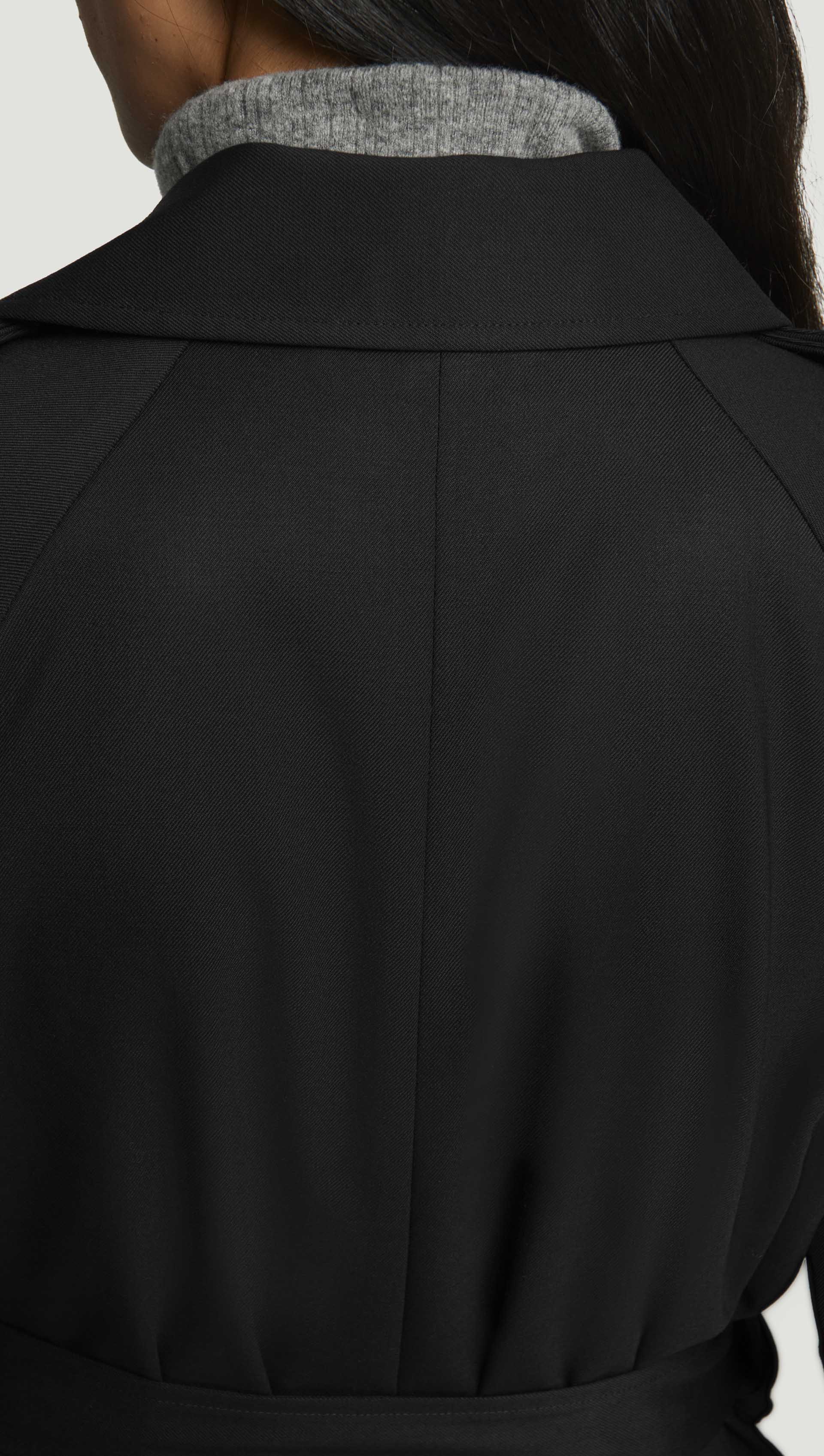 Classic Trench Coat in Seasonless Wool | Black - Image 6
