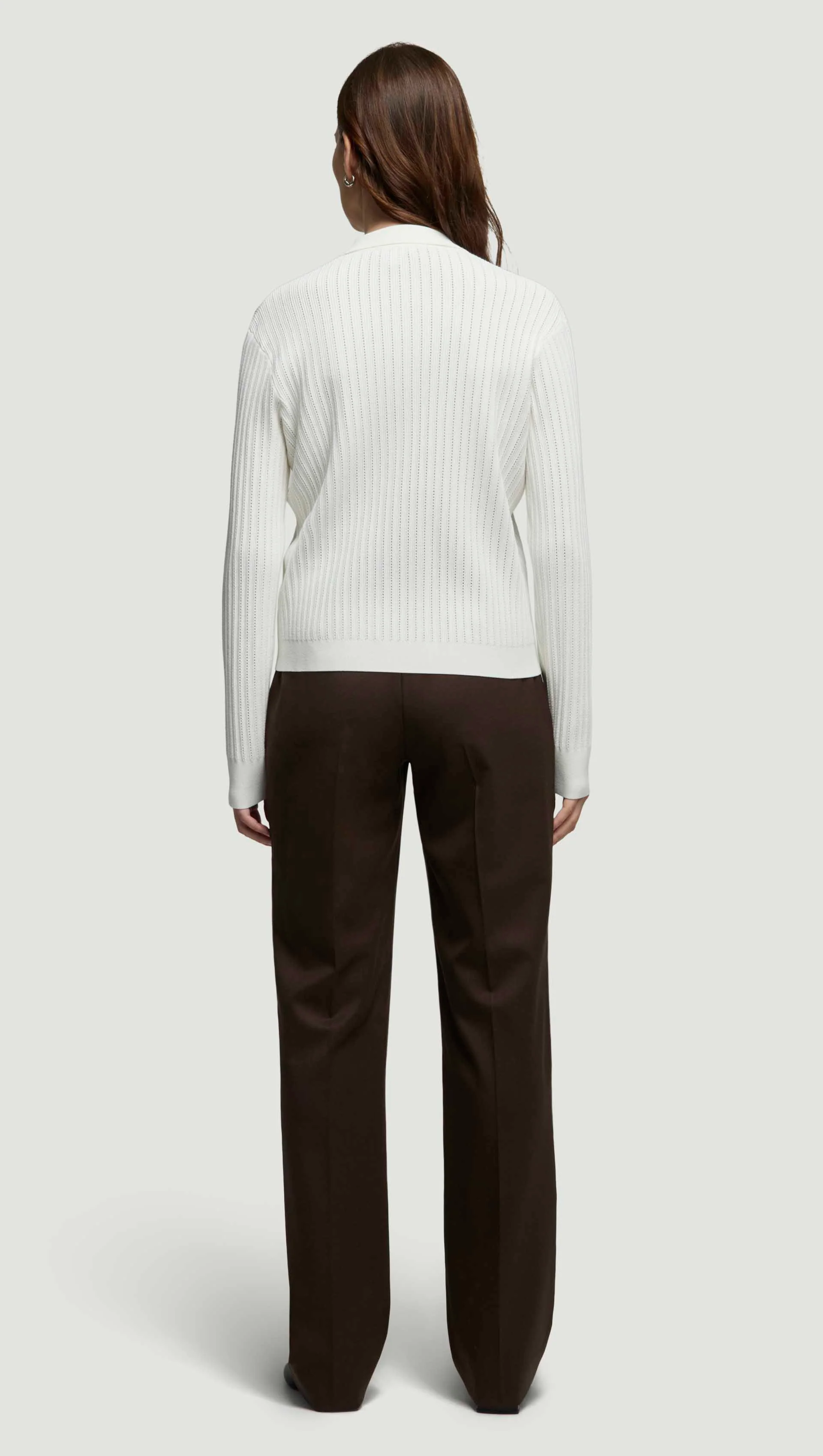 Collared Cardigan in Viscose Blend | Ivory - Image 5