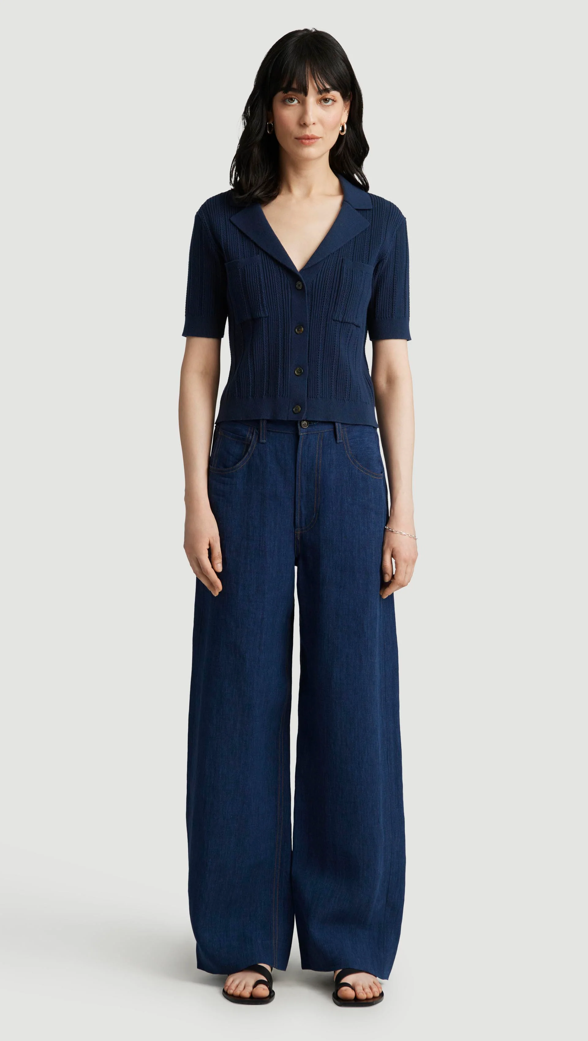 Collared Pocket Knit in Cotton | Midnight - Image 4