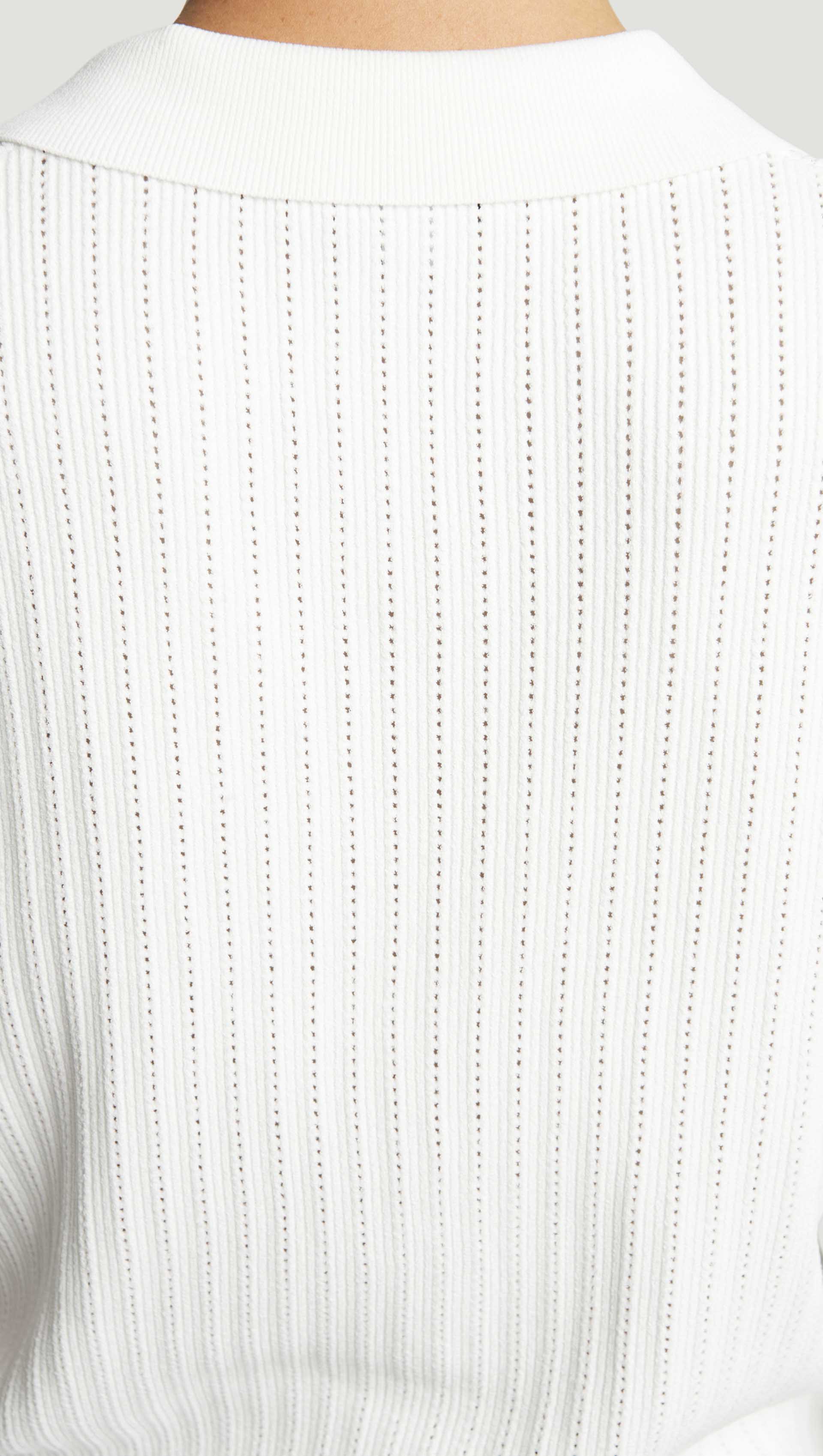 Collared Pocket Knit in Viscose Blend | Ivory - Image 6