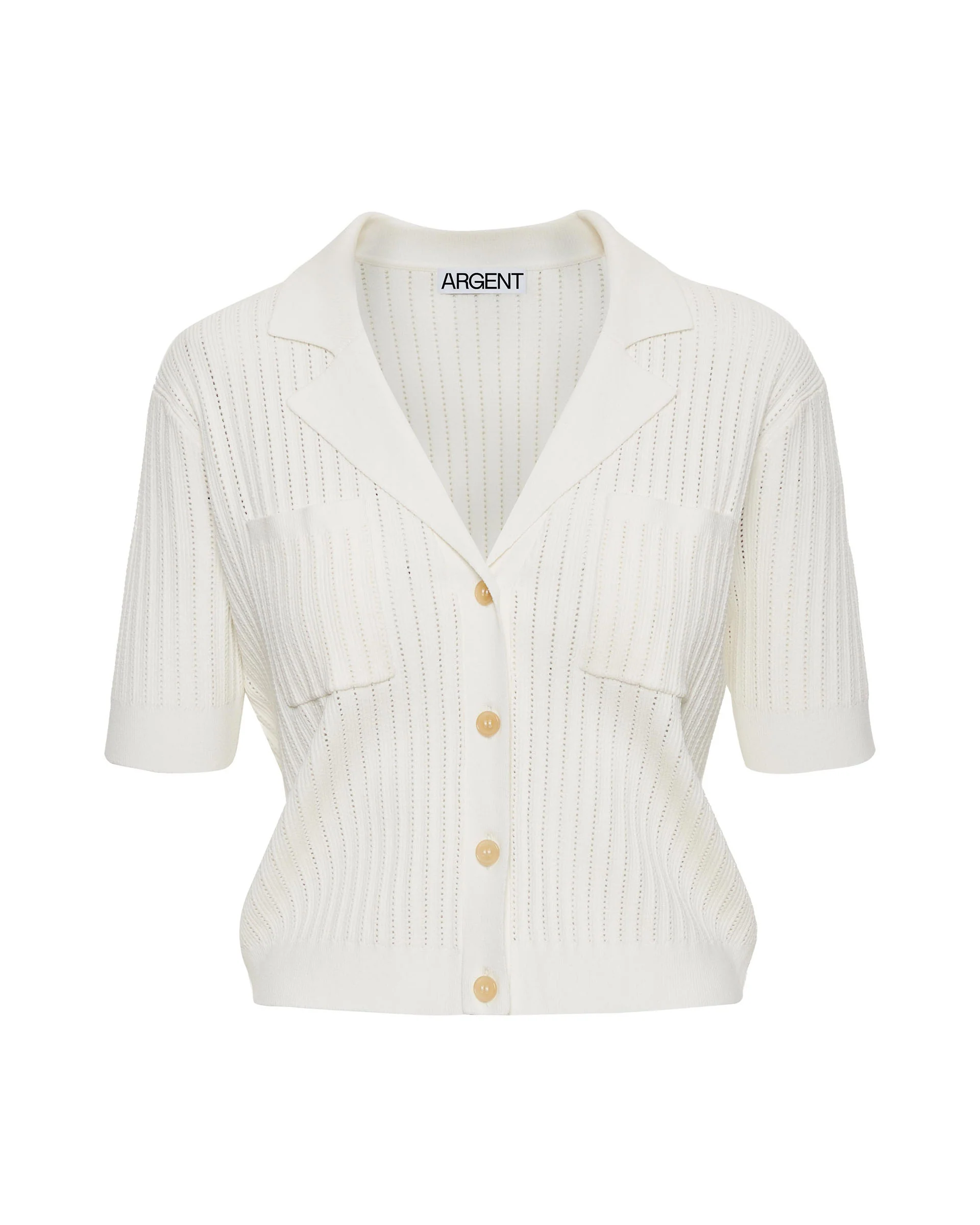 Collared Pocket Knit in Viscose Blend | Ivory - Image 7