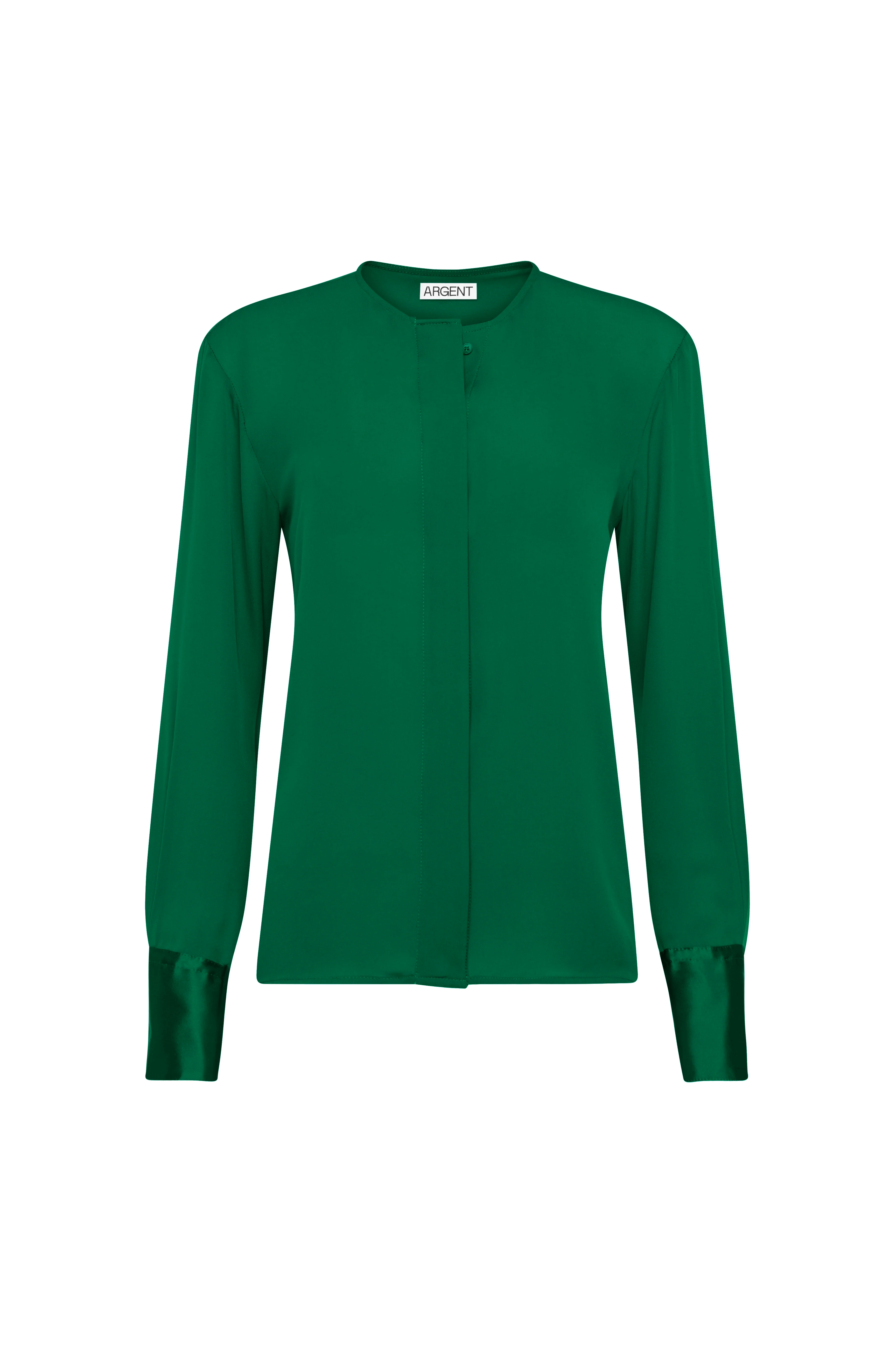 Collarless Blouse in Double Georgette | Jade - Image 7
