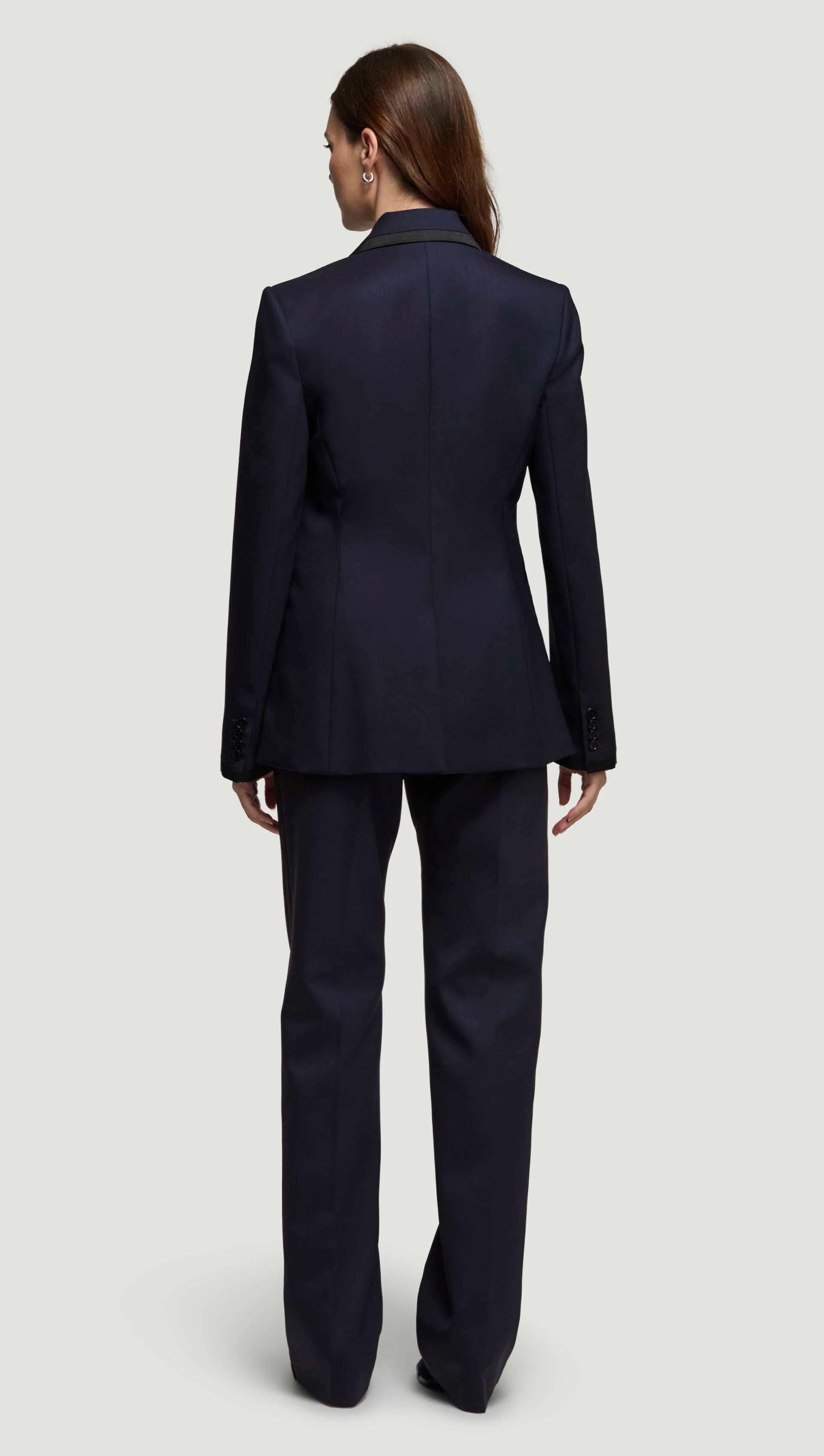 Colorblocked Sculpted Blazer in Seasonless Wool | Midnight/Black - Image 7