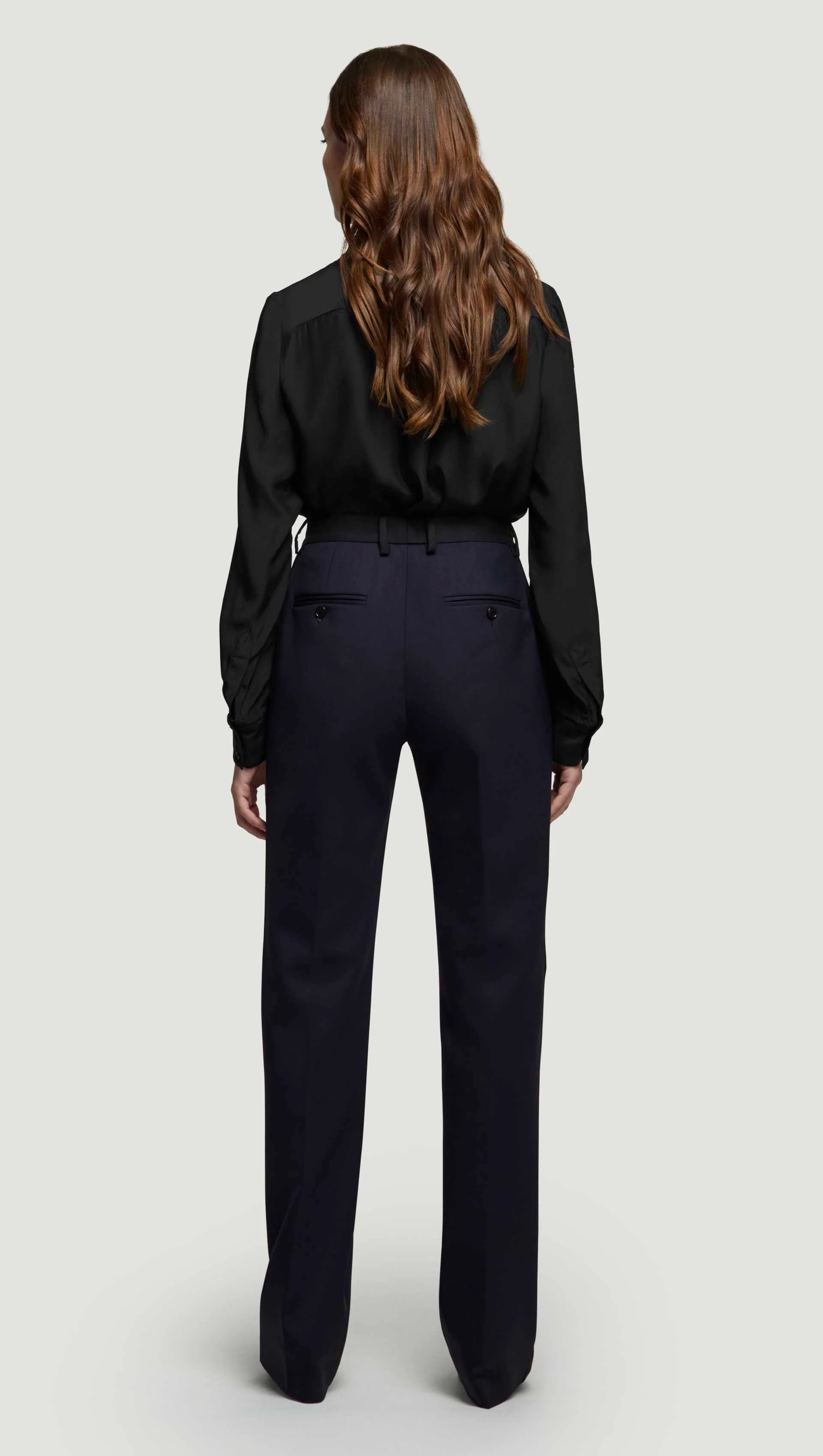 Colorblocked Tuxedo Trouser in Seasonless Wool | Midnight/Black - Image 6