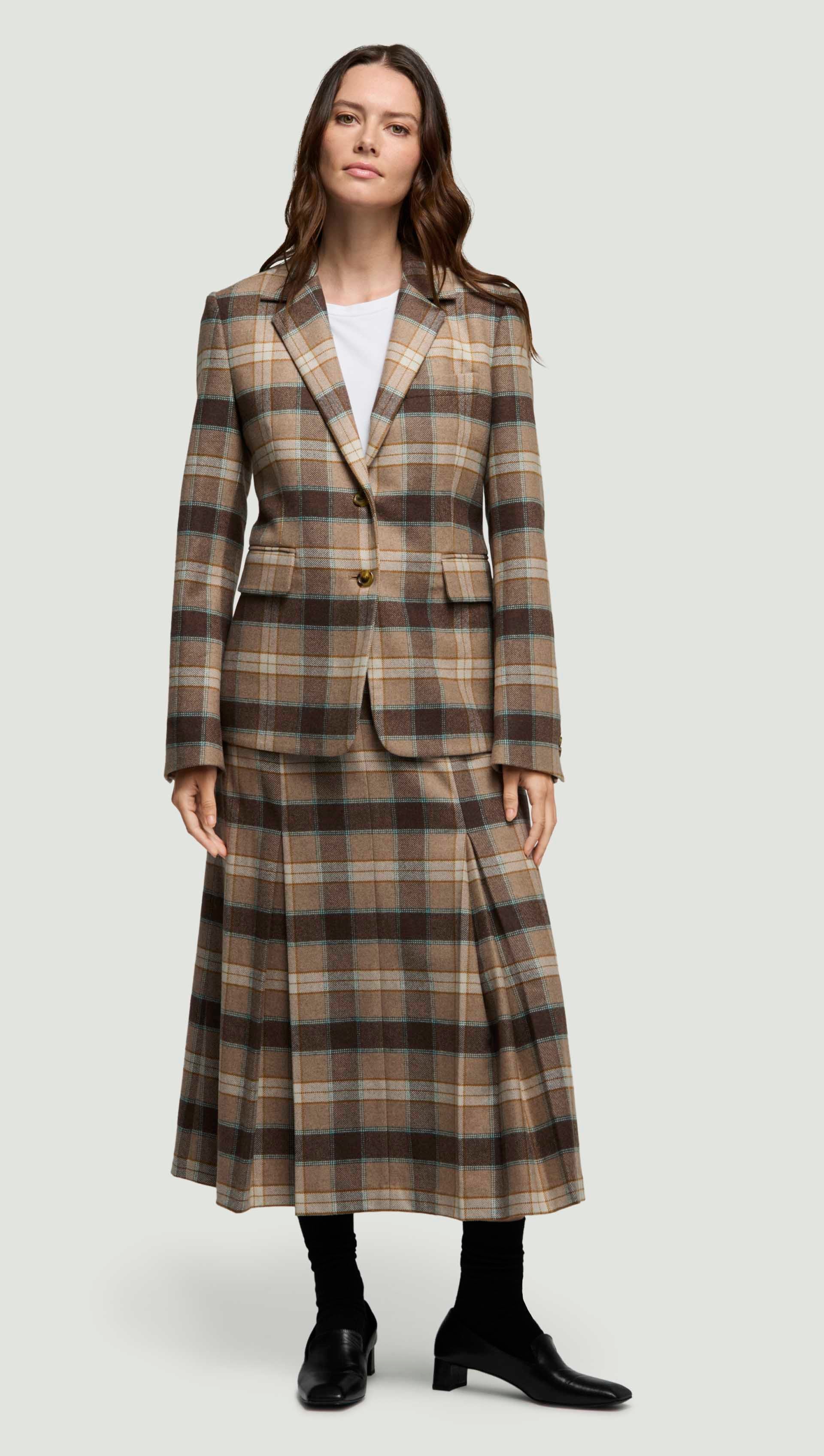 Copain Blazer in Wool | Brown Plaid - Image 2