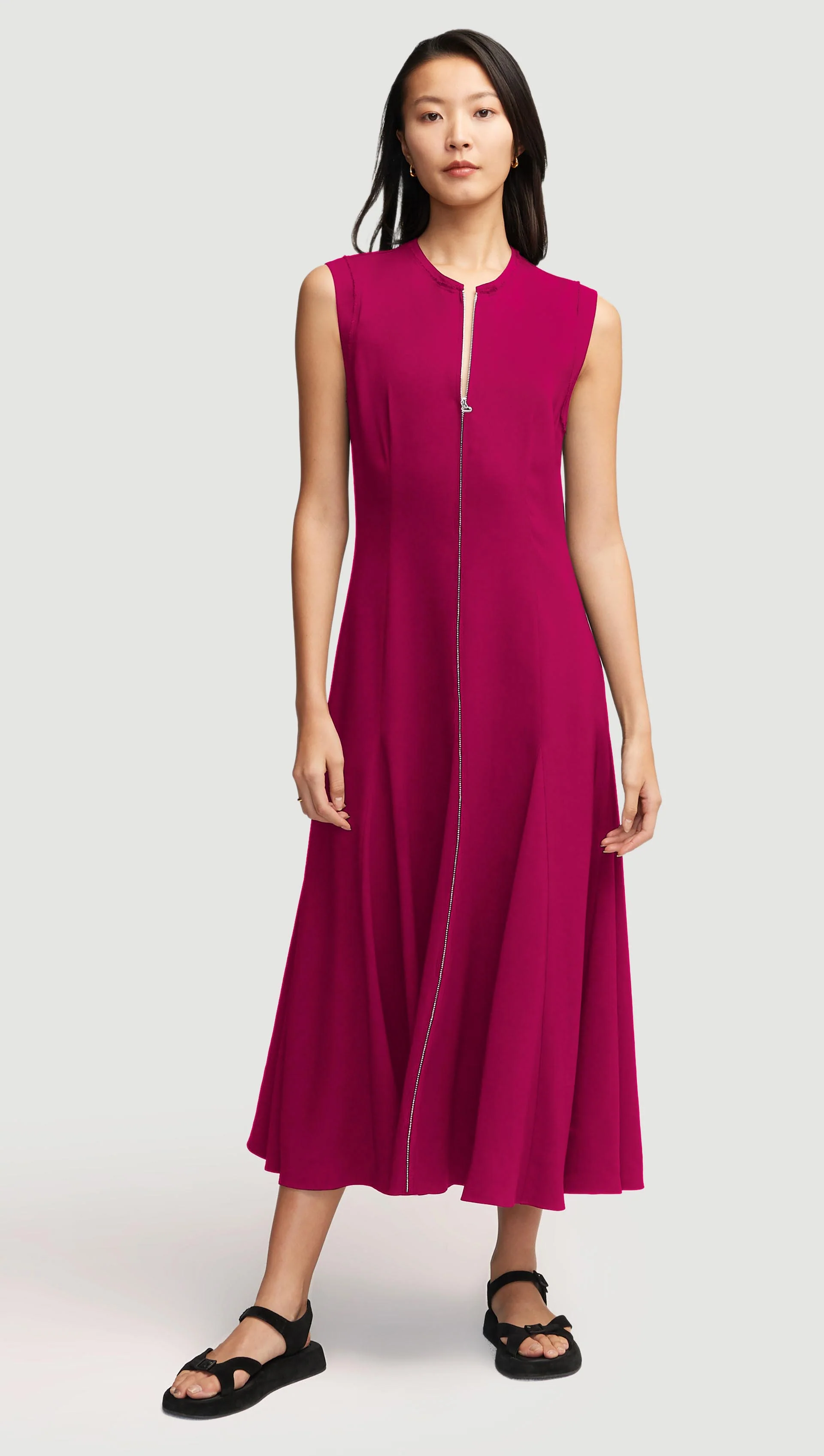 Cornelia Dress in Viscose Linen Twill | Fuchsia - Image 2