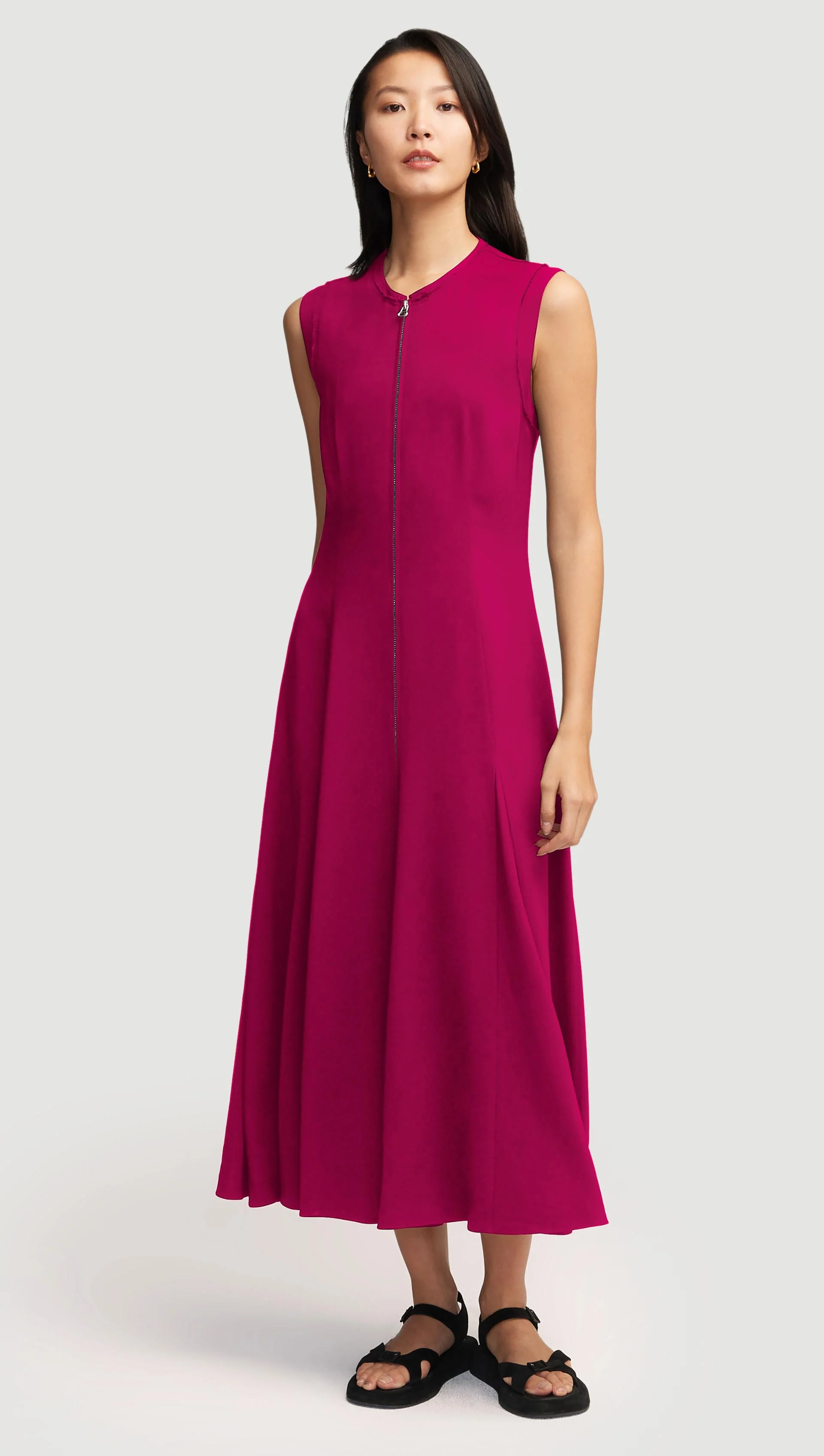 Cornelia Dress in Viscose Linen Twill | Fuchsia - Image 3