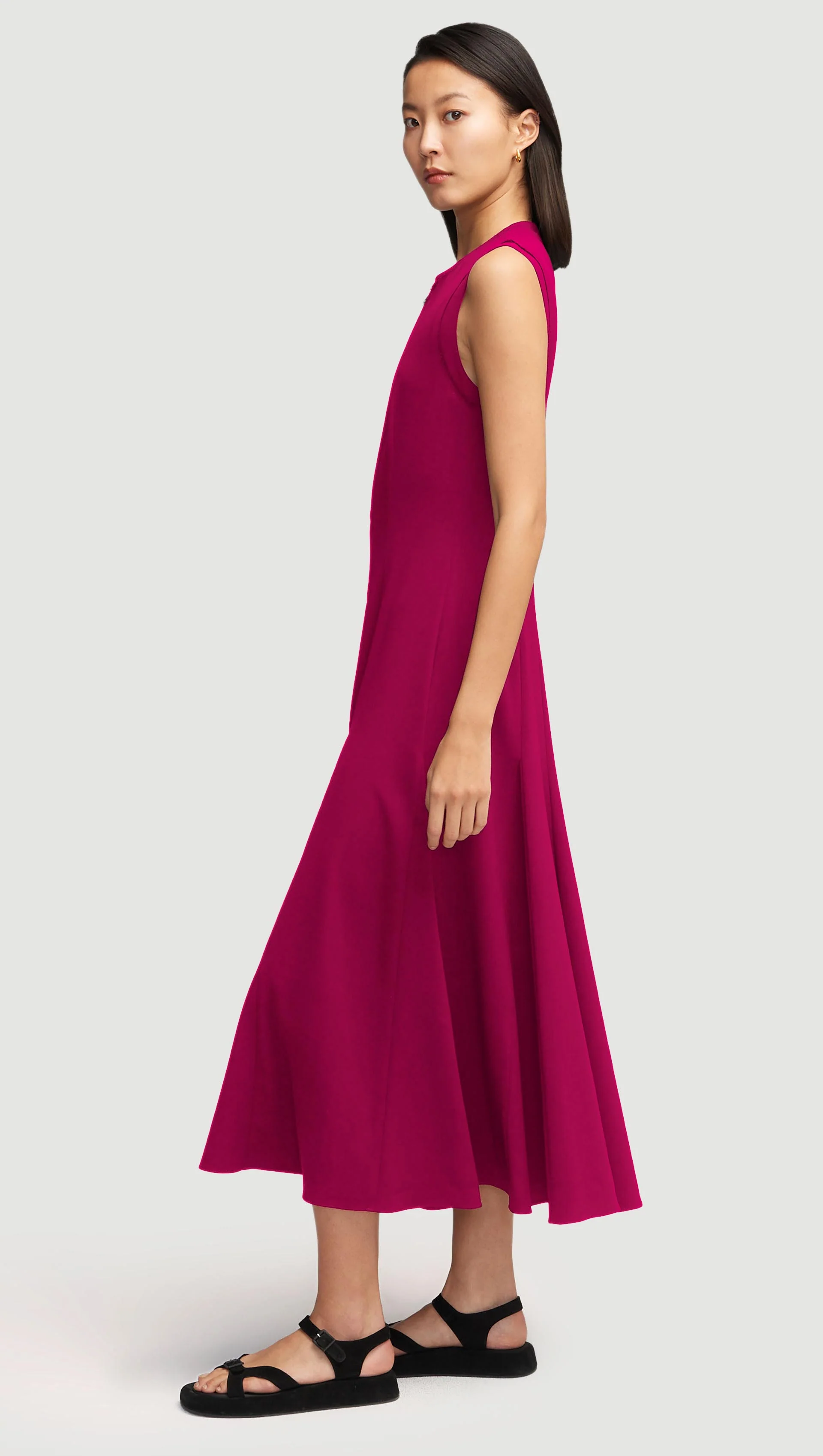 Cornelia Dress in Viscose Linen Twill | Fuchsia - Image 4