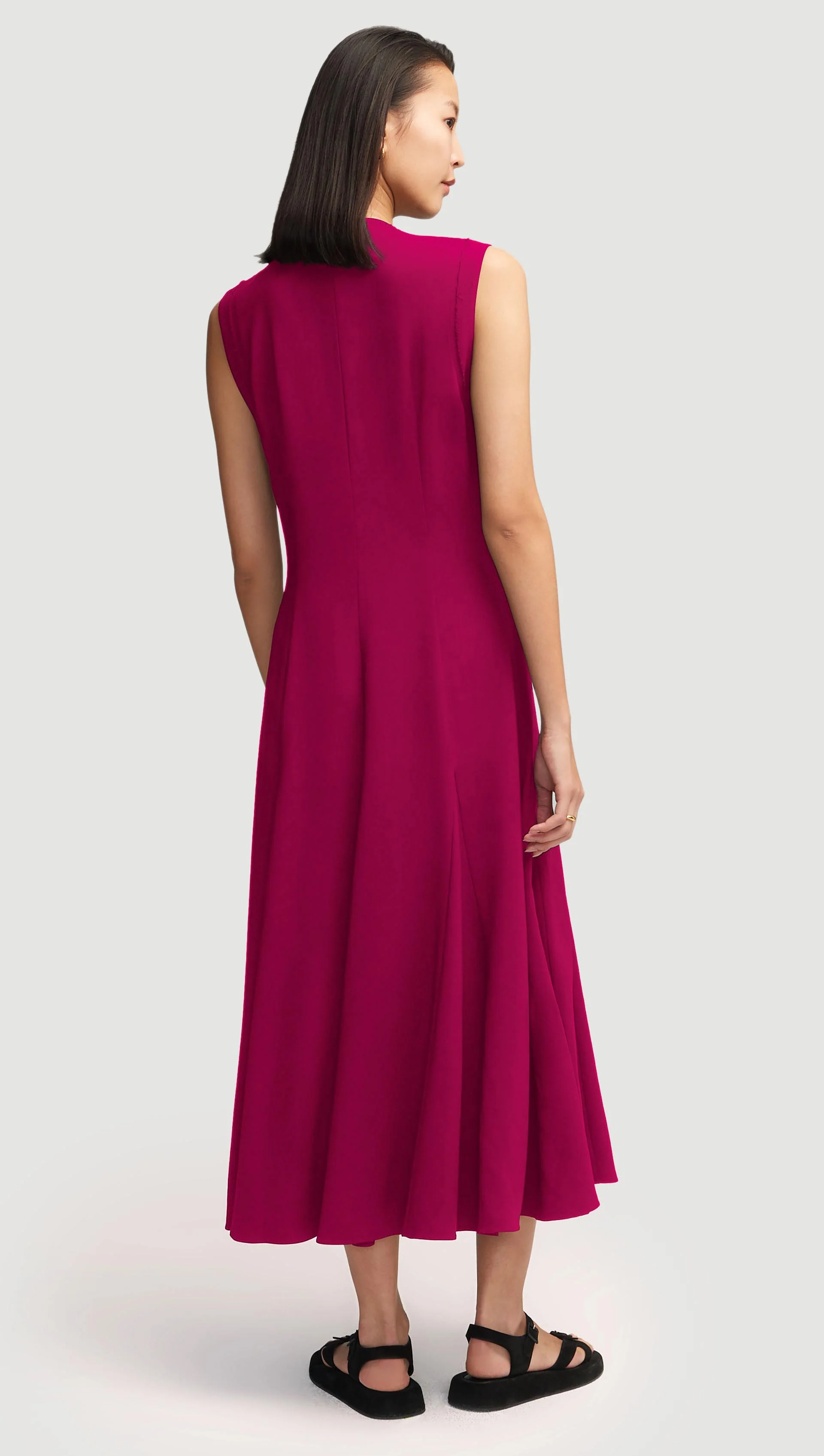 Cornelia Dress in Viscose Linen Twill | Fuchsia - Image 5